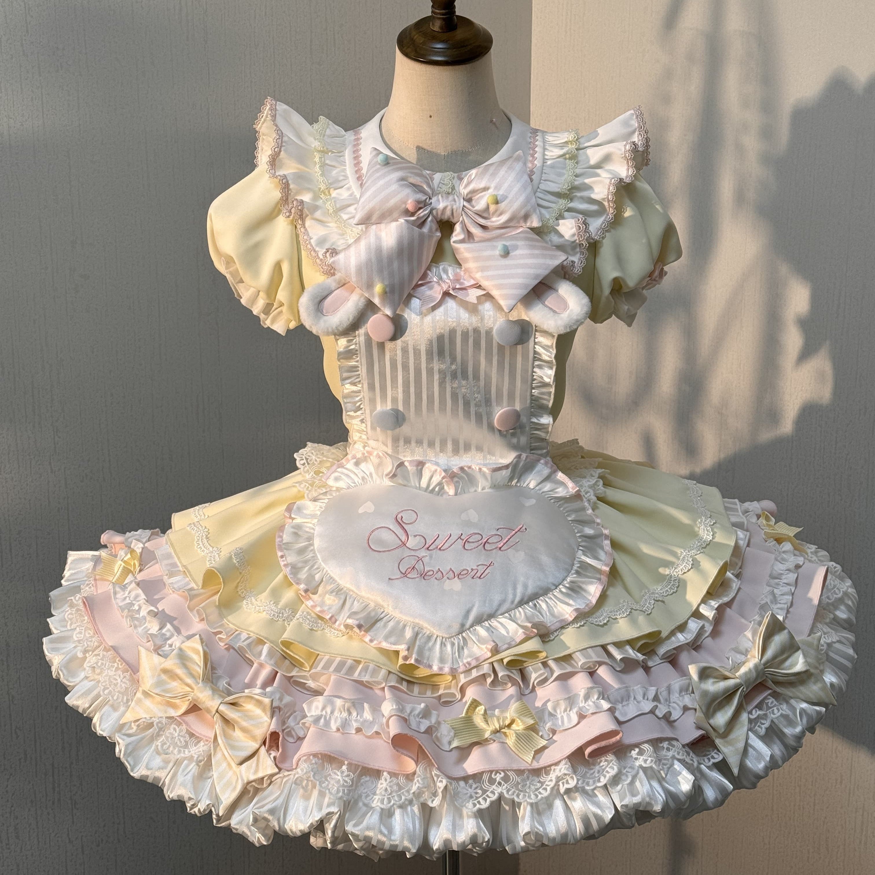 Sweet Bunny Chef Lolita Set – Soft Kawaii OP Dress with Apron