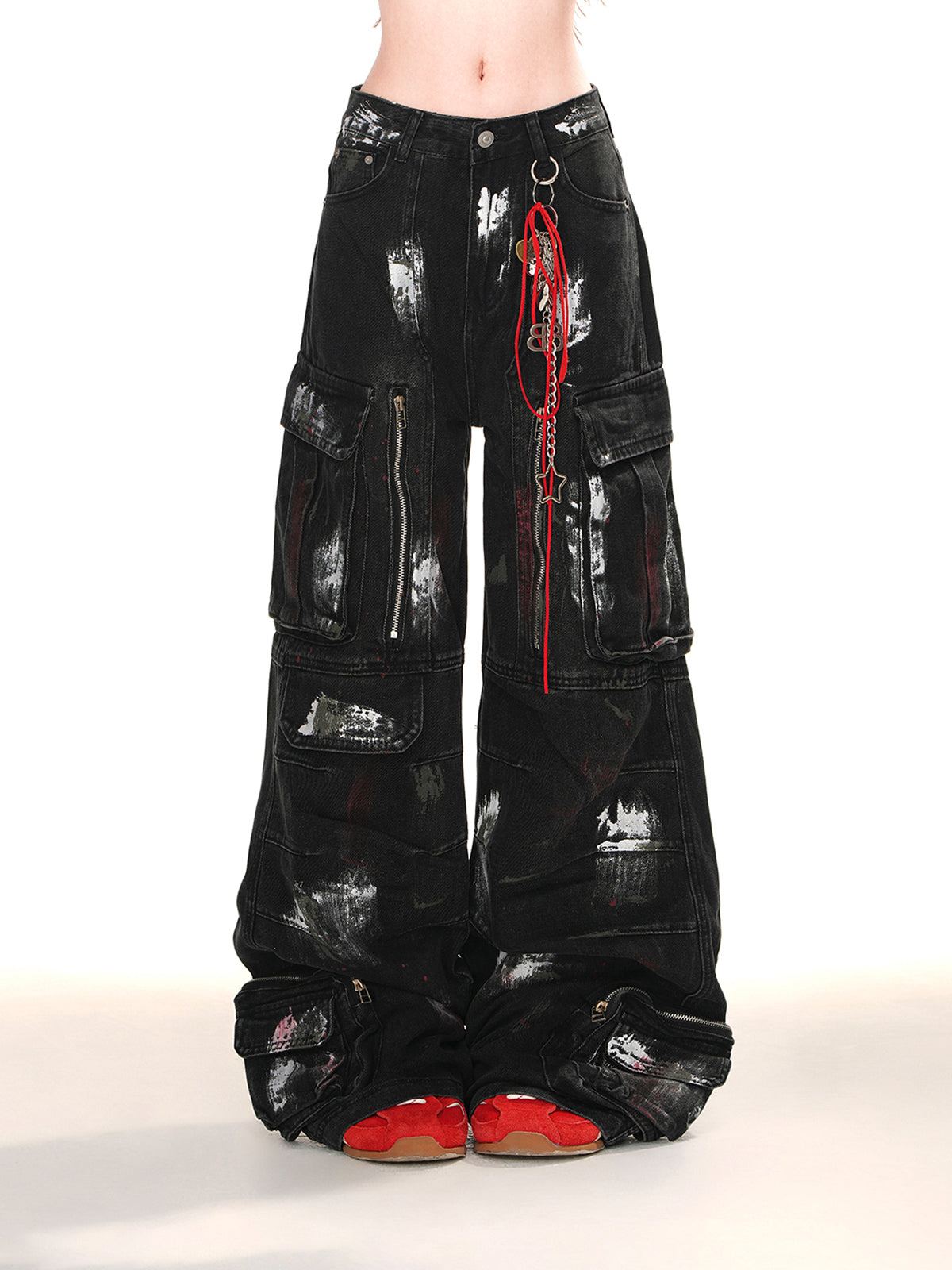 Y2K Graffiti Cargo Jeans – Wide-Leg Streetwear Denim Pants