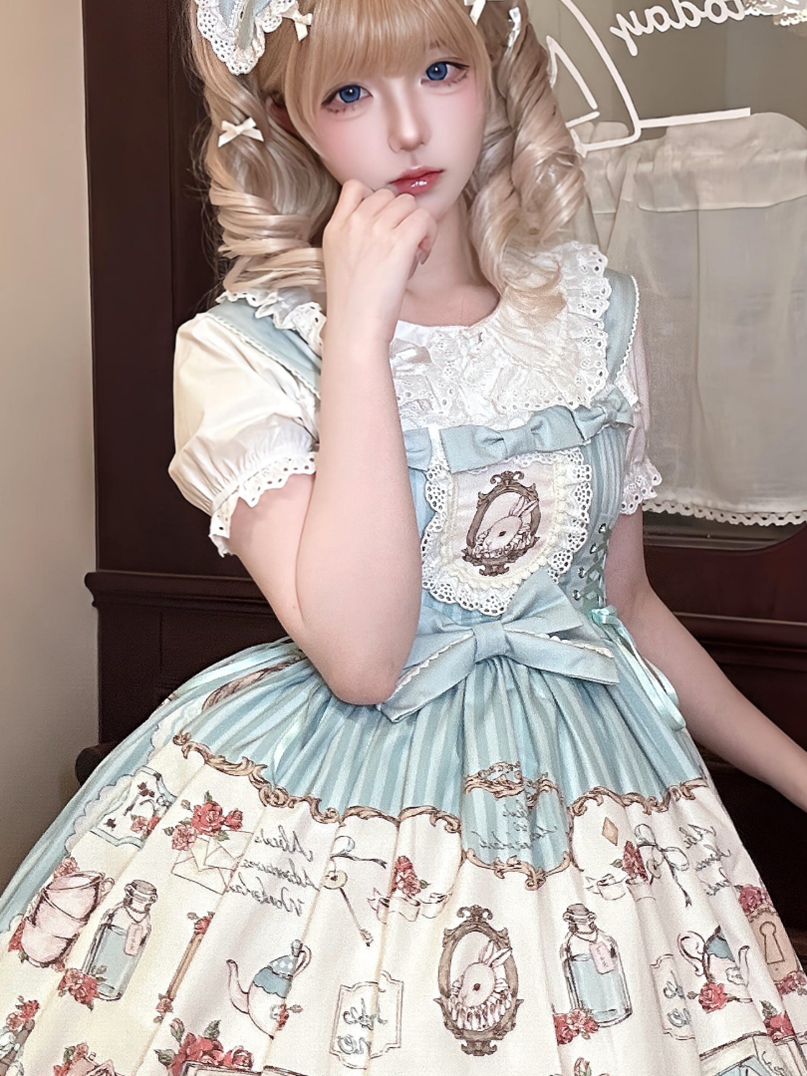 Bunny Tea Party Lolita JSK – Pastel Printed Dress