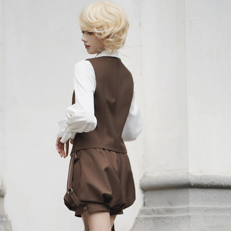 Rabbit Detective Ouji Lolita Prince Outfit– Blouse, Vest & Suspender Pants for Little Princes