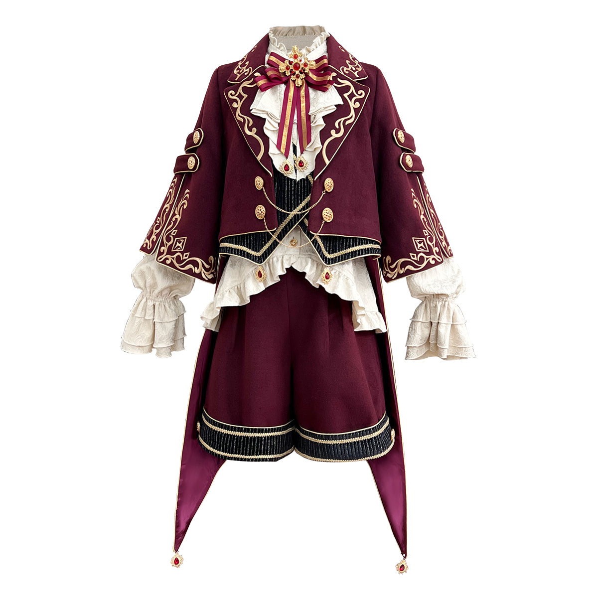 Heir Prince Ouji Lolita Set – Aristocrat Cape Jacket & Shorts Military Gothic Outfit for Autumn Winter
