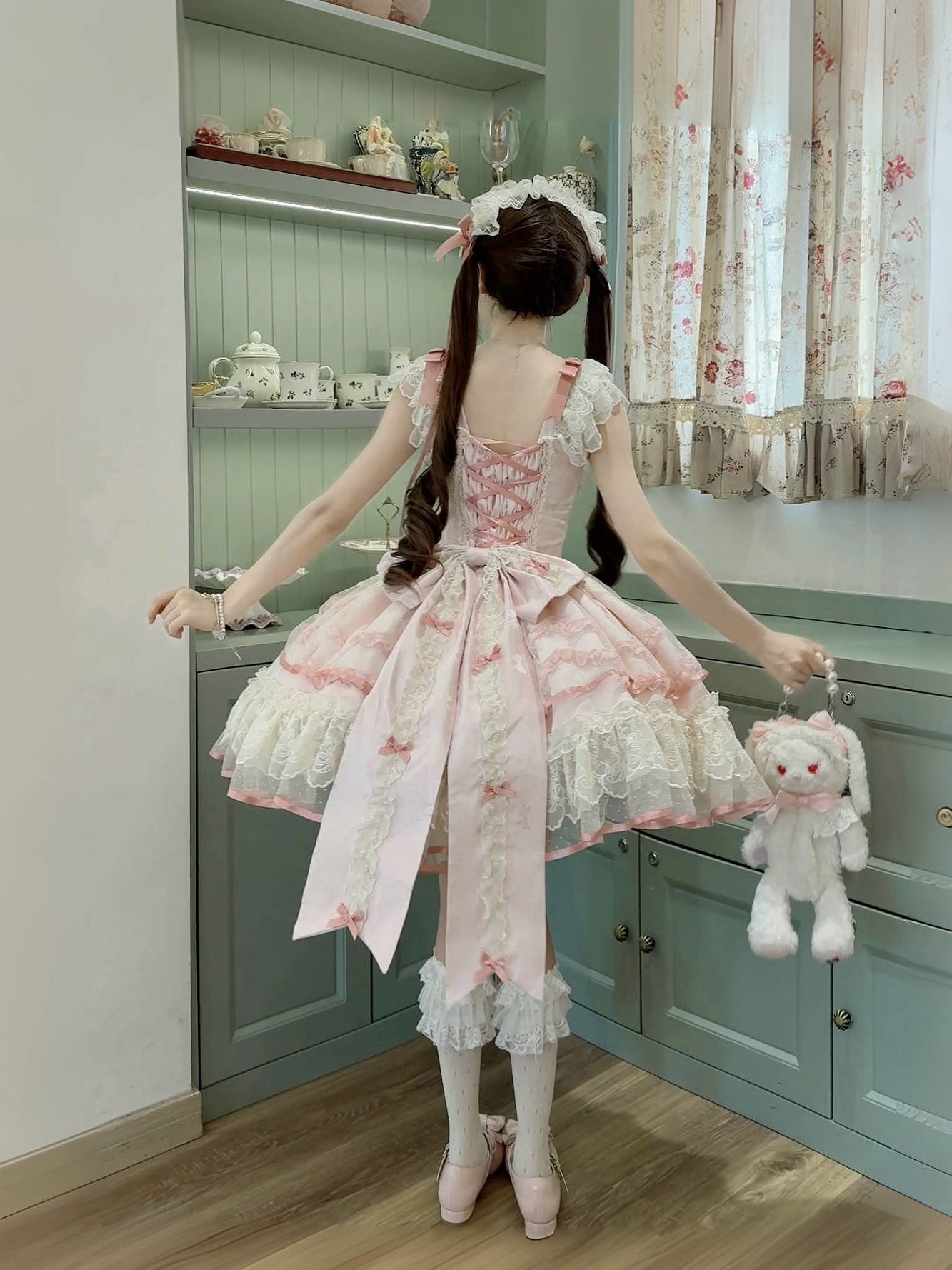Ballet Dream Lolita JSK – Sweet Layered Cake Dress with Lace & Stretch Waist