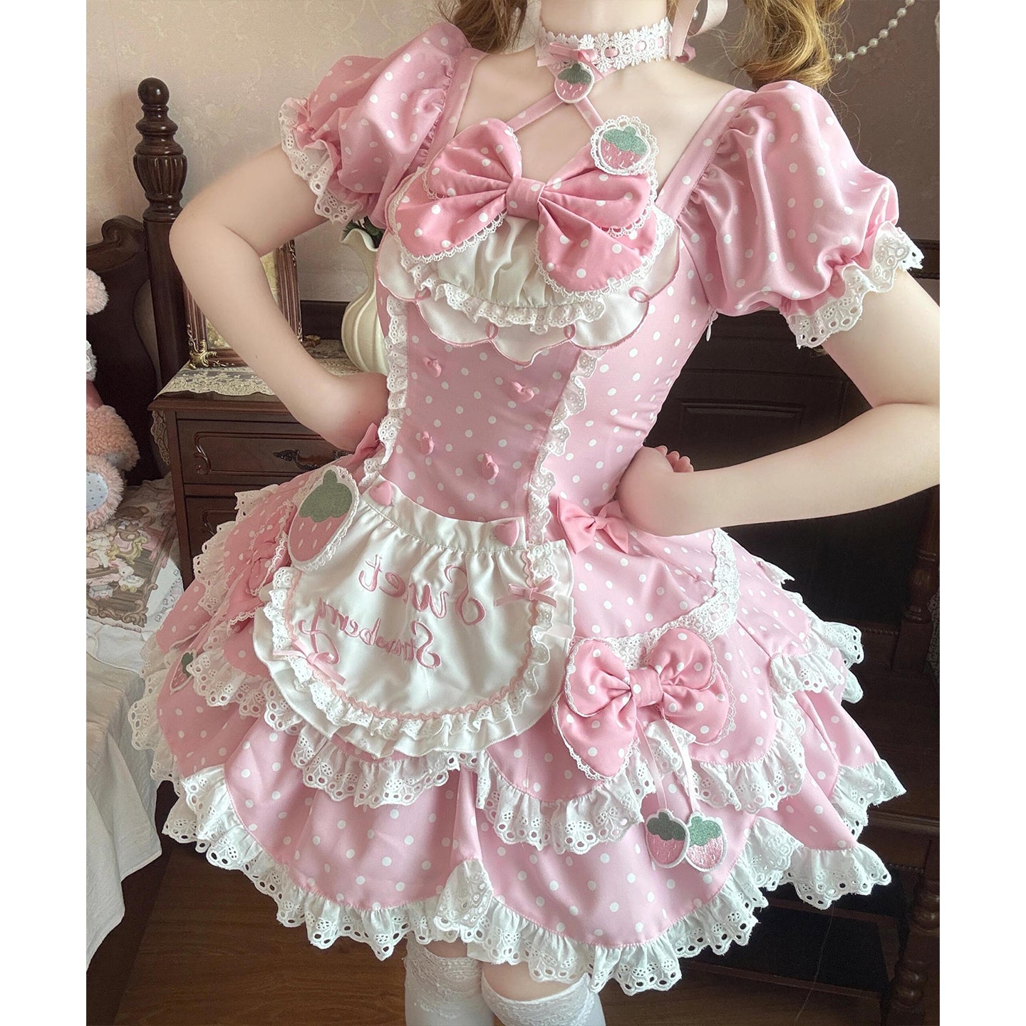 Cute Strawberry Retro Lolita Dress | Sweet Everyday Pink OP