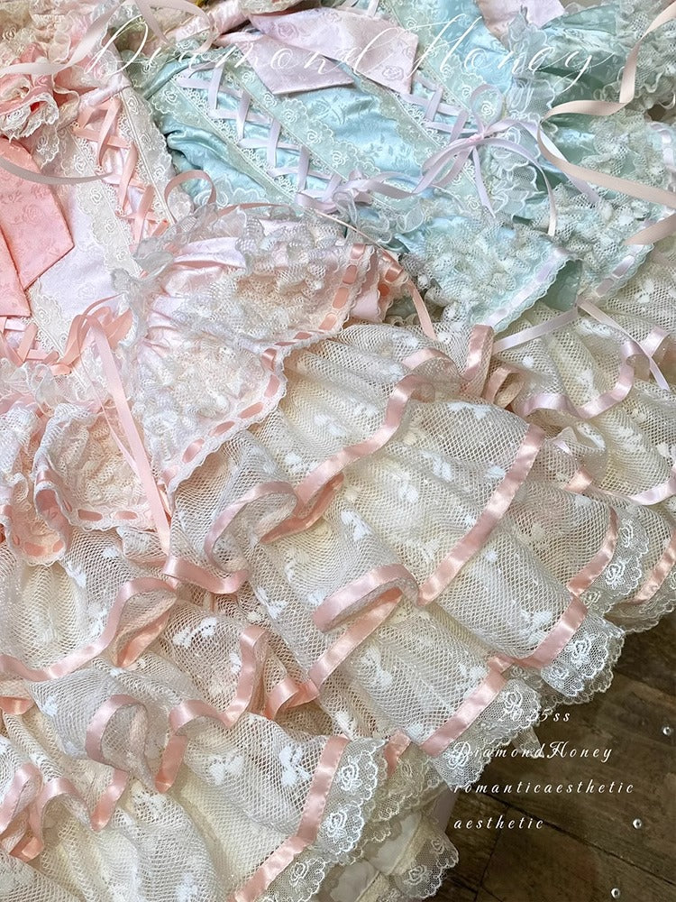 Exquisite Rose Lace Fairy Princess Dress | Romantic & Sweet Lolita Gown