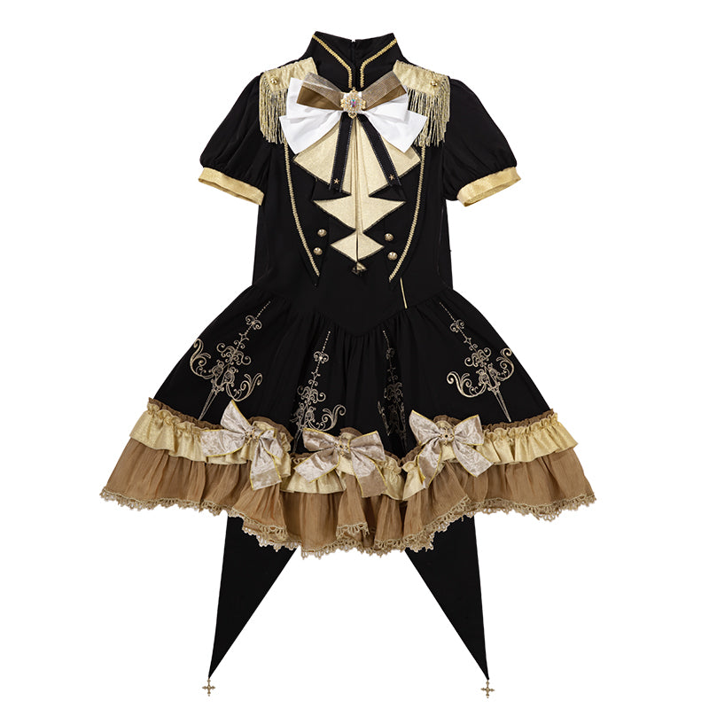 Gilded Vows Gothic Lolita OP Short-Sleeve Dress