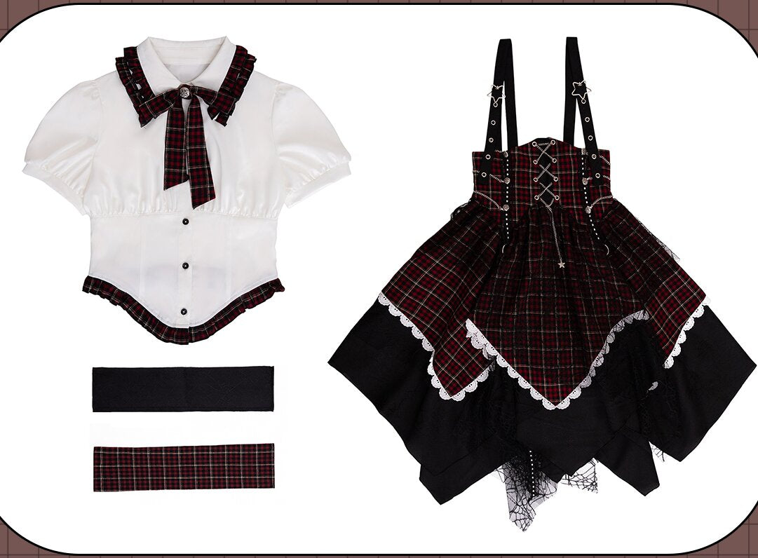 Gothic Punk Lolita Dress – Plaid Corset Style with Layered Skirt