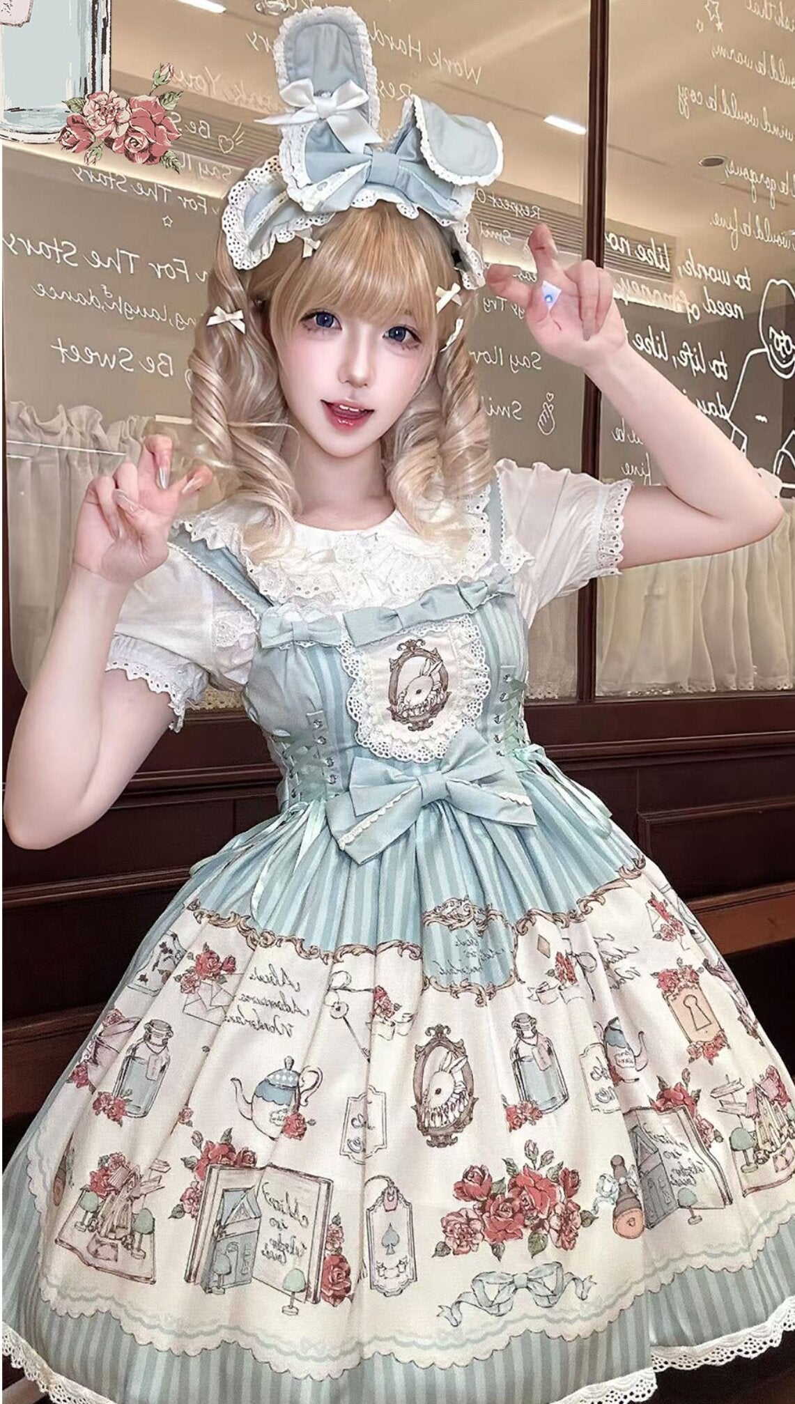 Bunny Tea Party Lolita JSK – Pastel Printed Dress