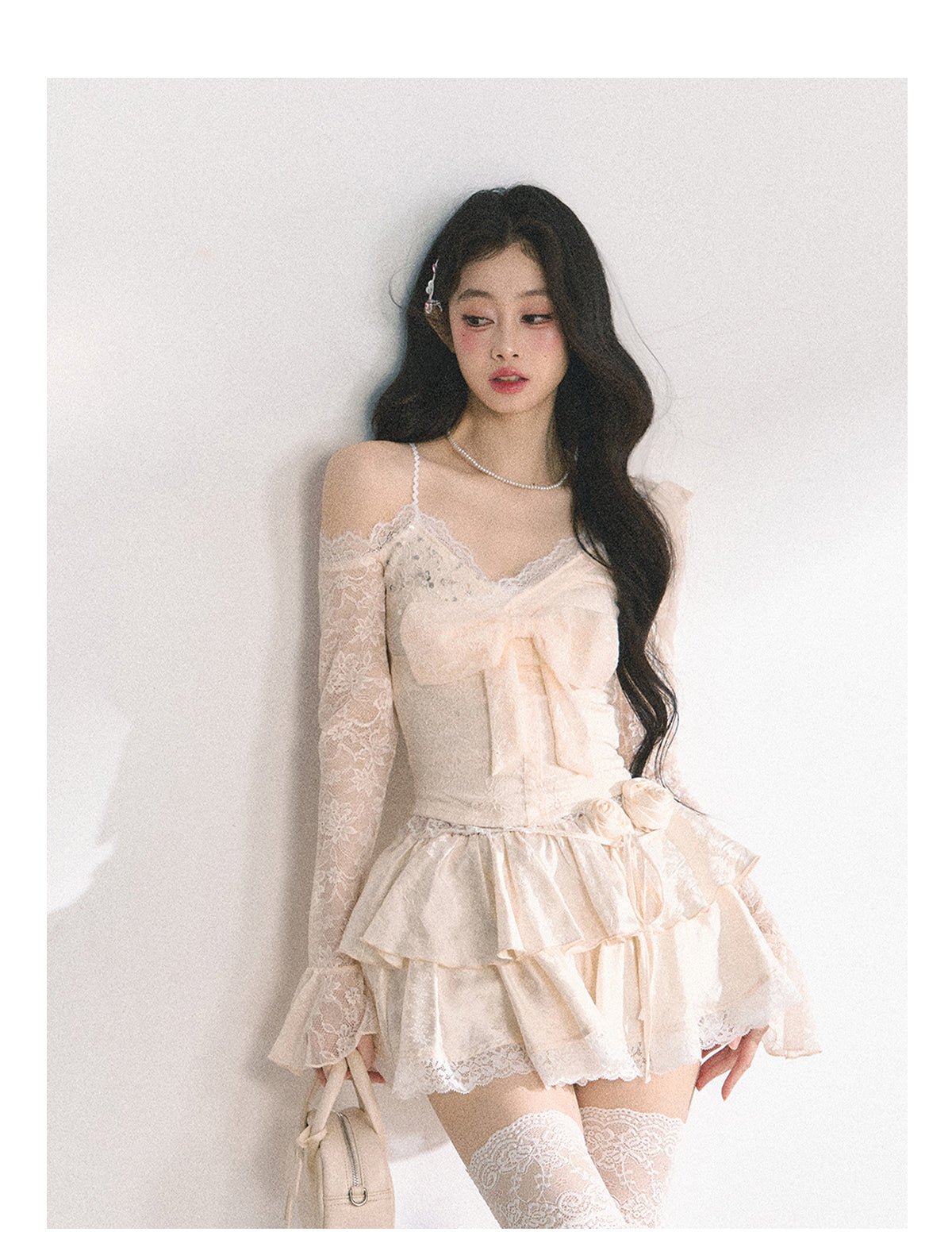 Sicilian Bloom Lace Off-Shoulder Top – Elegant French-Style Slim Fit Blouse