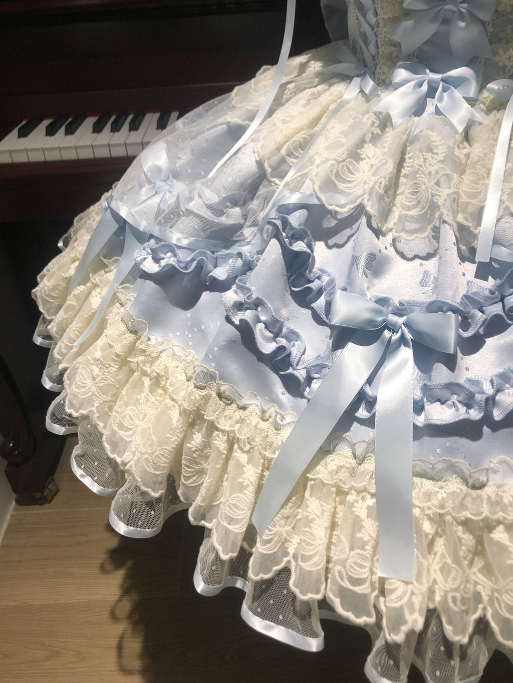 Ballet Dream Lolita JSK – Sweet Layered Cake Dress with Lace & Stretch Waist