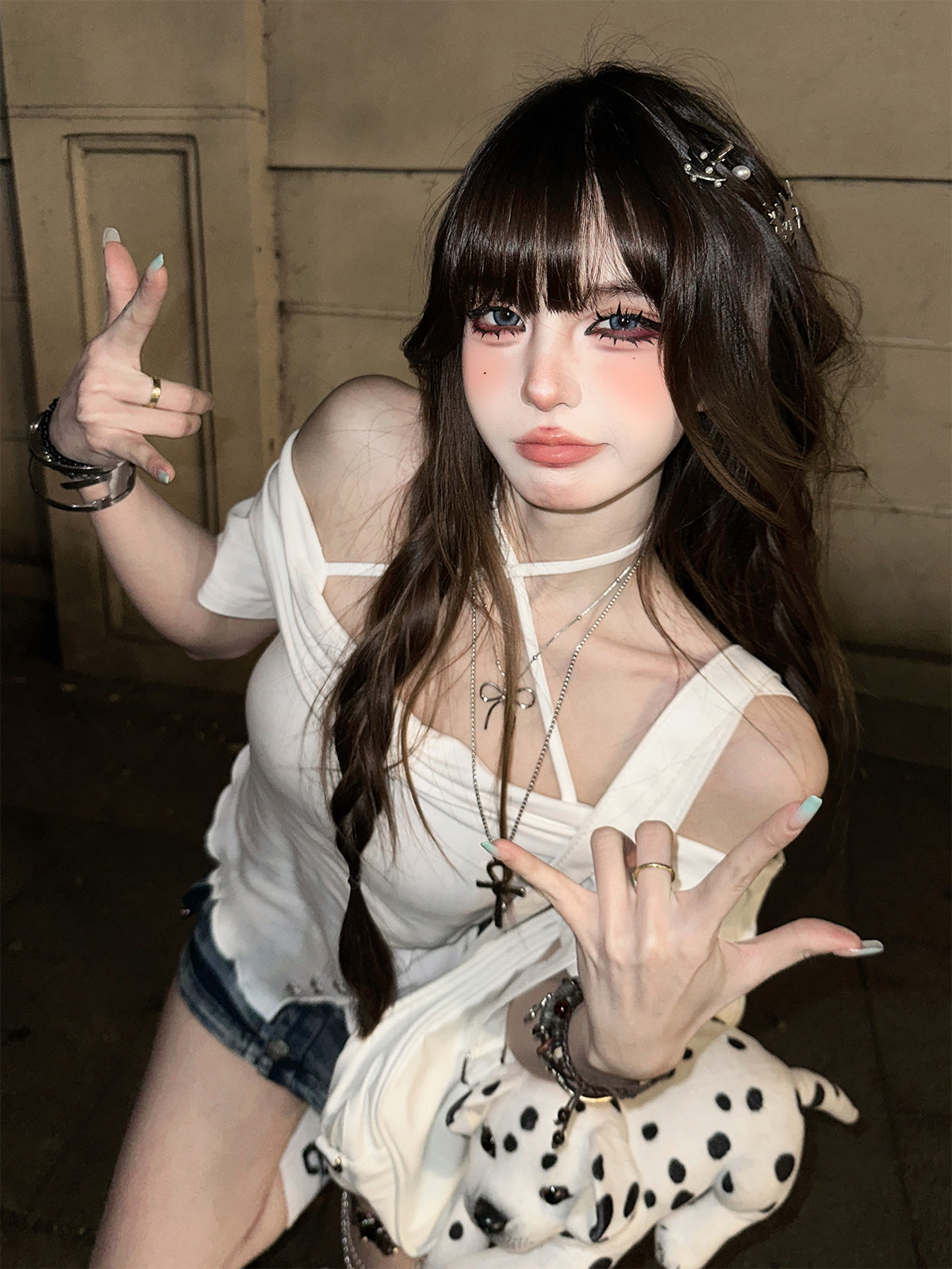 Off-Shoulder Halter Crop Top – Kawaii Summer Short Sleeve Fitted Tee