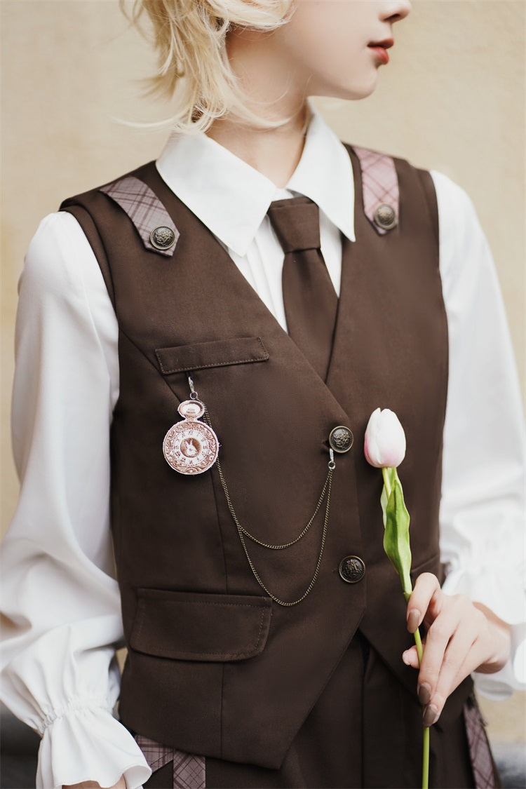 Rabbit Detective Ouji Lolita Prince Outfit– Blouse, Vest & Suspender Pants for Little Princes
