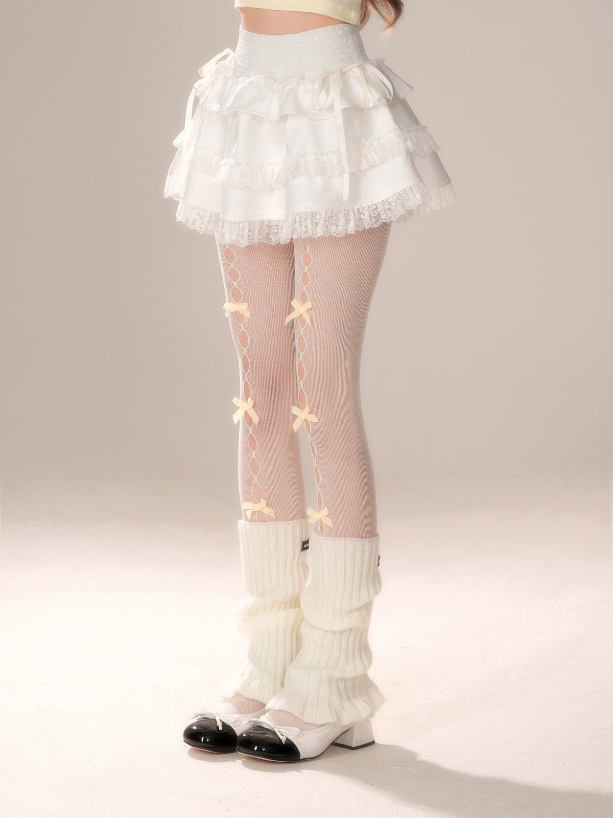 White Swan Lace Layered Mini Skirt – Kawaii Balletcore Ruffle Skirt