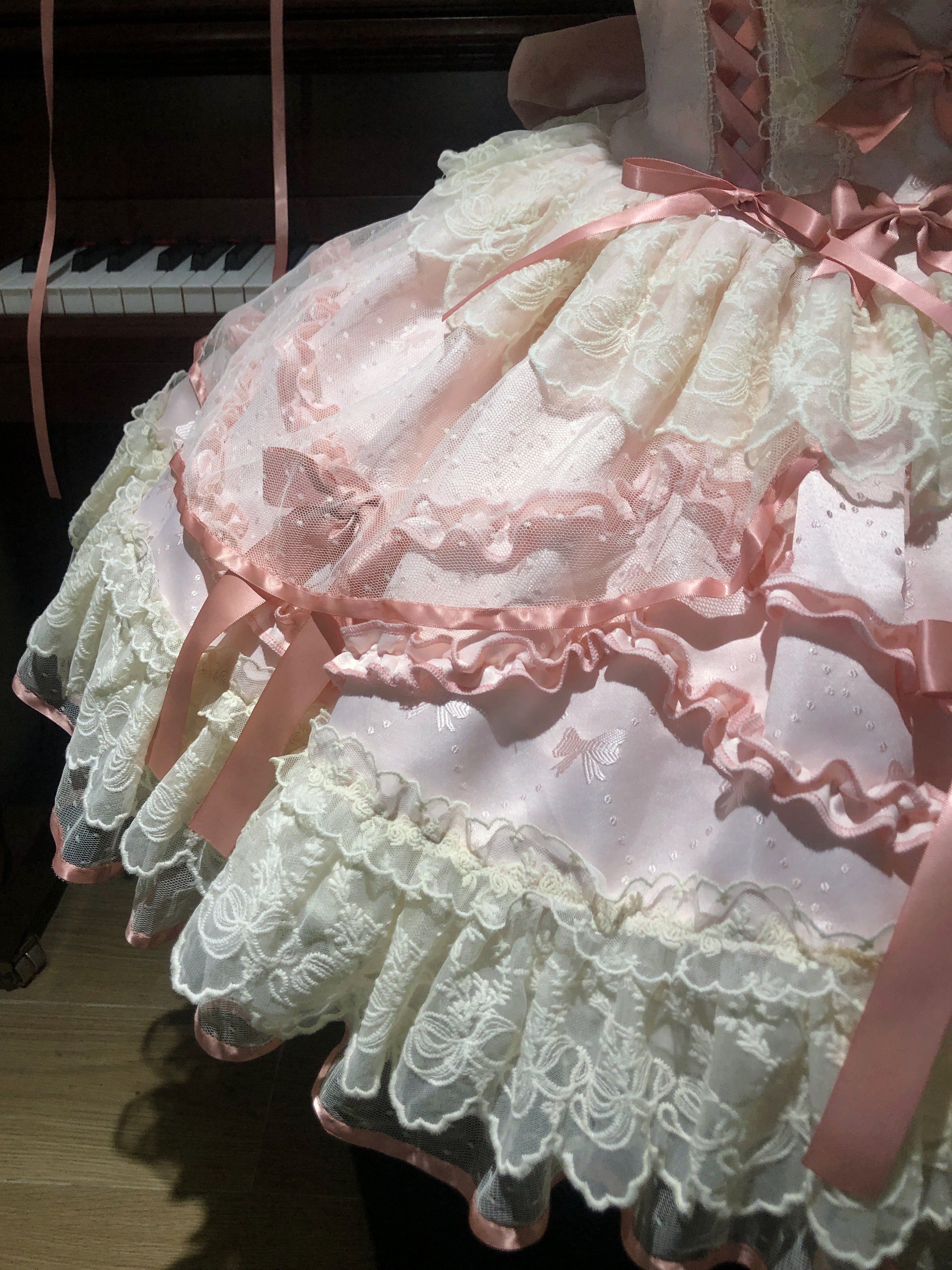 Ballet Dream Lolita JSK – Sweet Layered Cake Dress with Lace & Stretch Waist