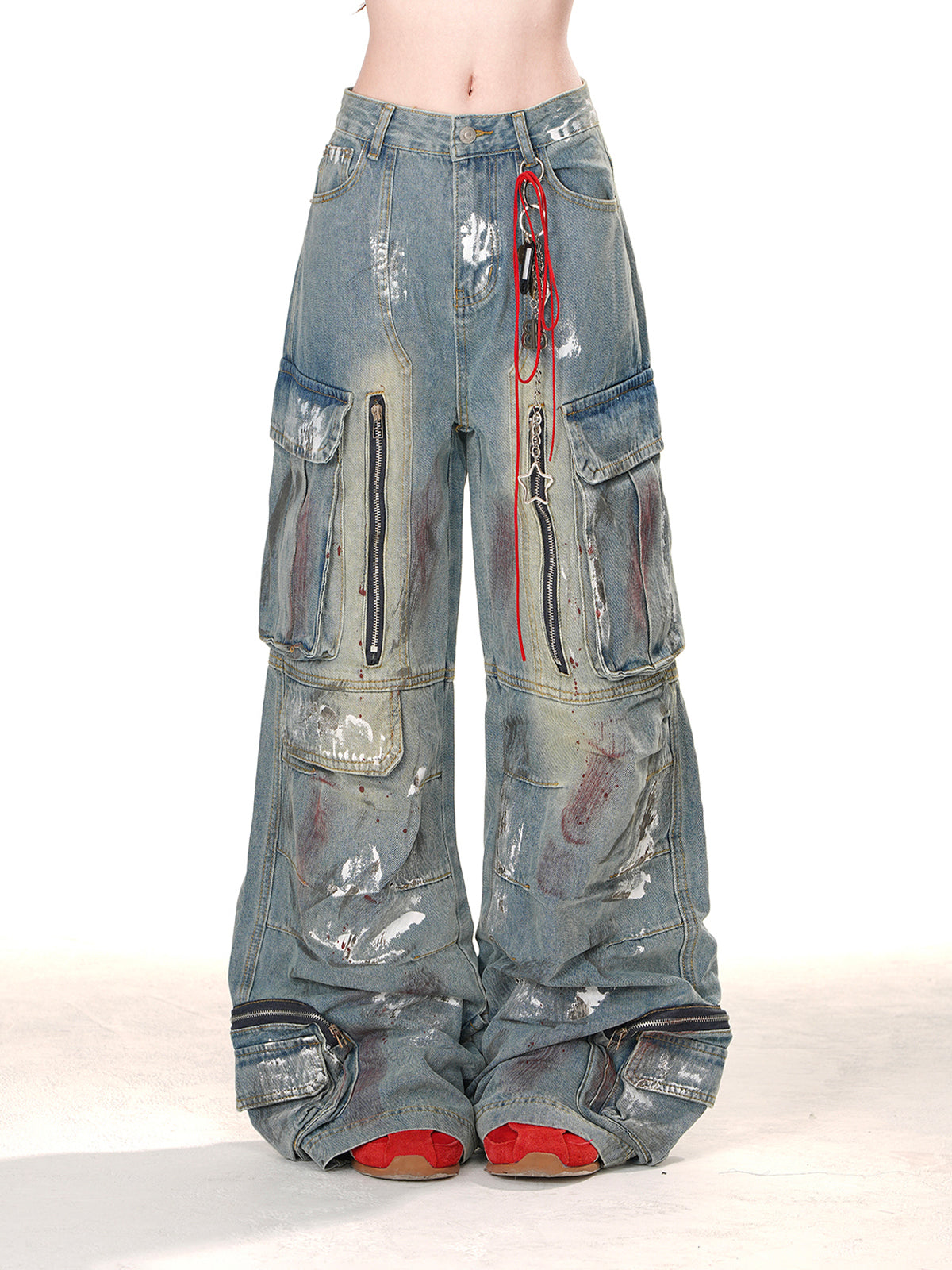Y2K Graffiti Cargo Jeans – Wide-Leg Streetwear Denim Pants