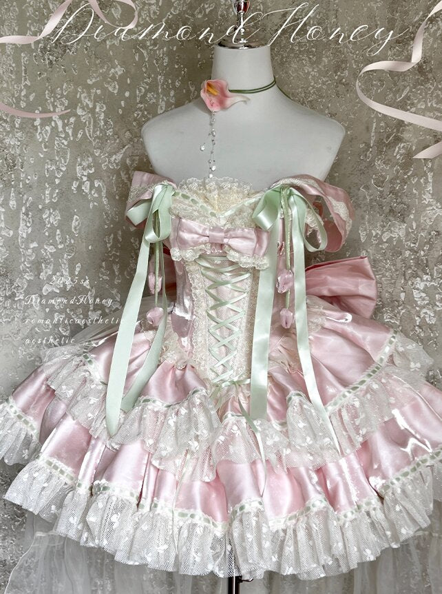 Spring Blossom Series · Romantic Off-Shoulder Fairy Dress | Tulip-Inspired Sweet Lolita Style