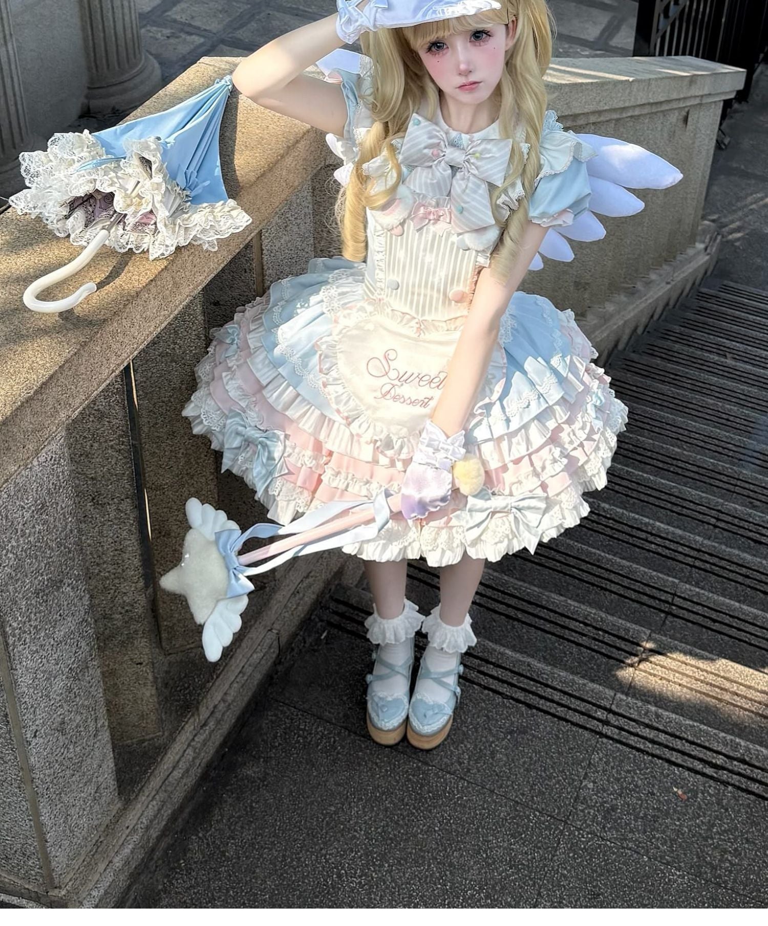 Sweet Bunny Chef Lolita Set – Soft Kawaii OP Dress with Apron