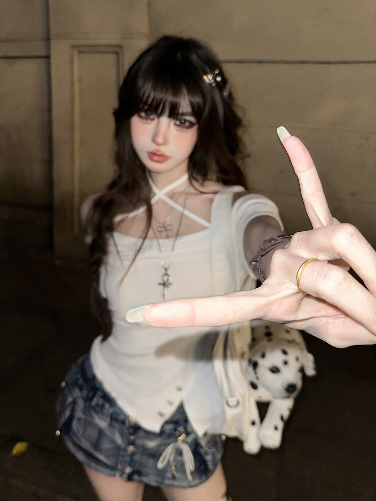 Off-Shoulder Halter Crop Top – Kawaii Summer Short Sleeve Fitted Tee