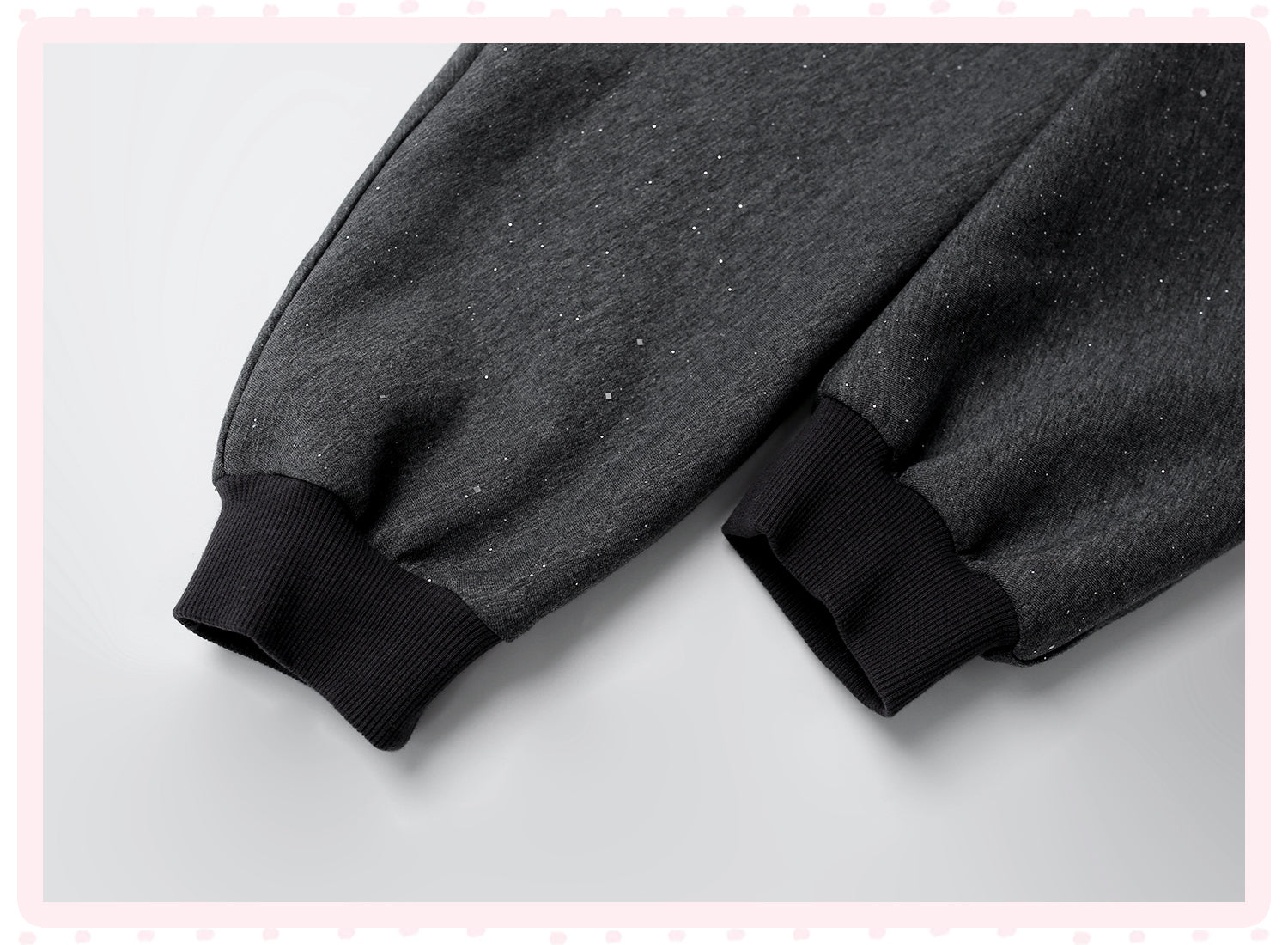 【Daily Series】Galaxy Angel Glitter Set – Gray Sparkle Hoodie + Shorts