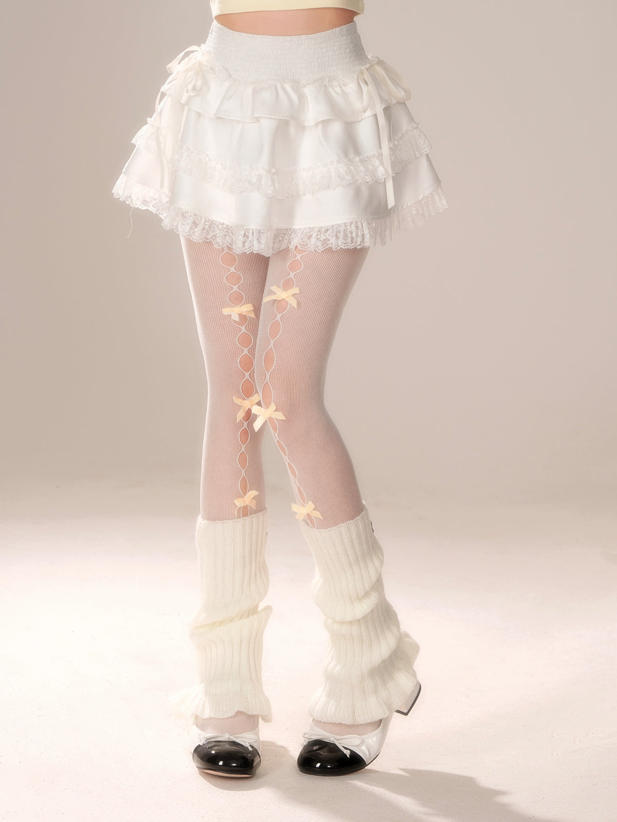 White Swan Lace Layered Mini Skirt – Kawaii Balletcore Ruffle Skirt