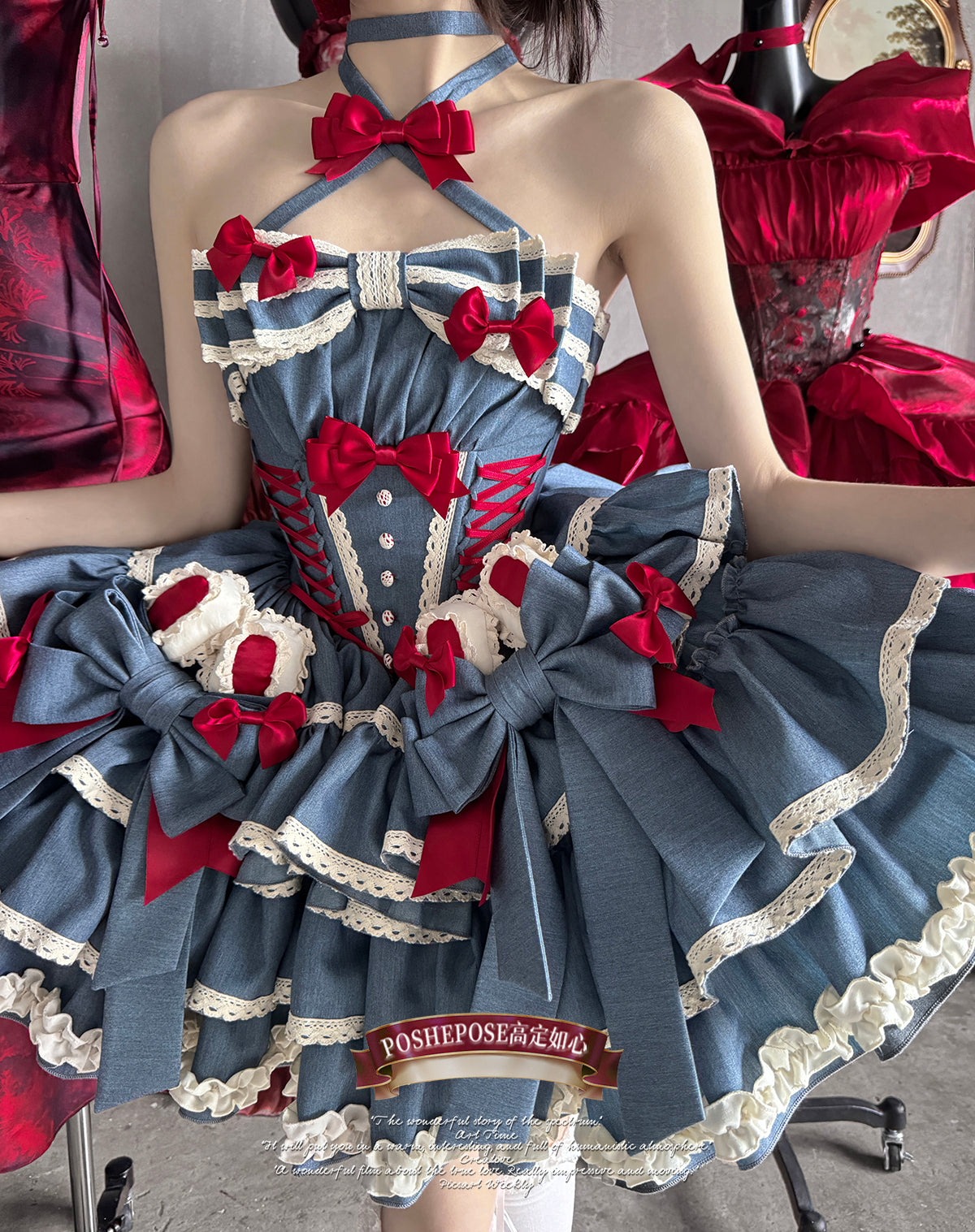 Blue & Red Lolita Party Dress | Vintage Rococo Princess Edition