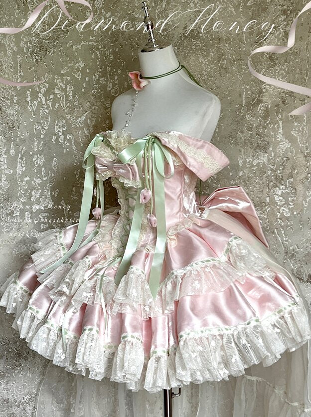 Spring Blossom Series · Romantic Off-Shoulder Fairy Dress | Tulip-Inspired Sweet Lolita Style