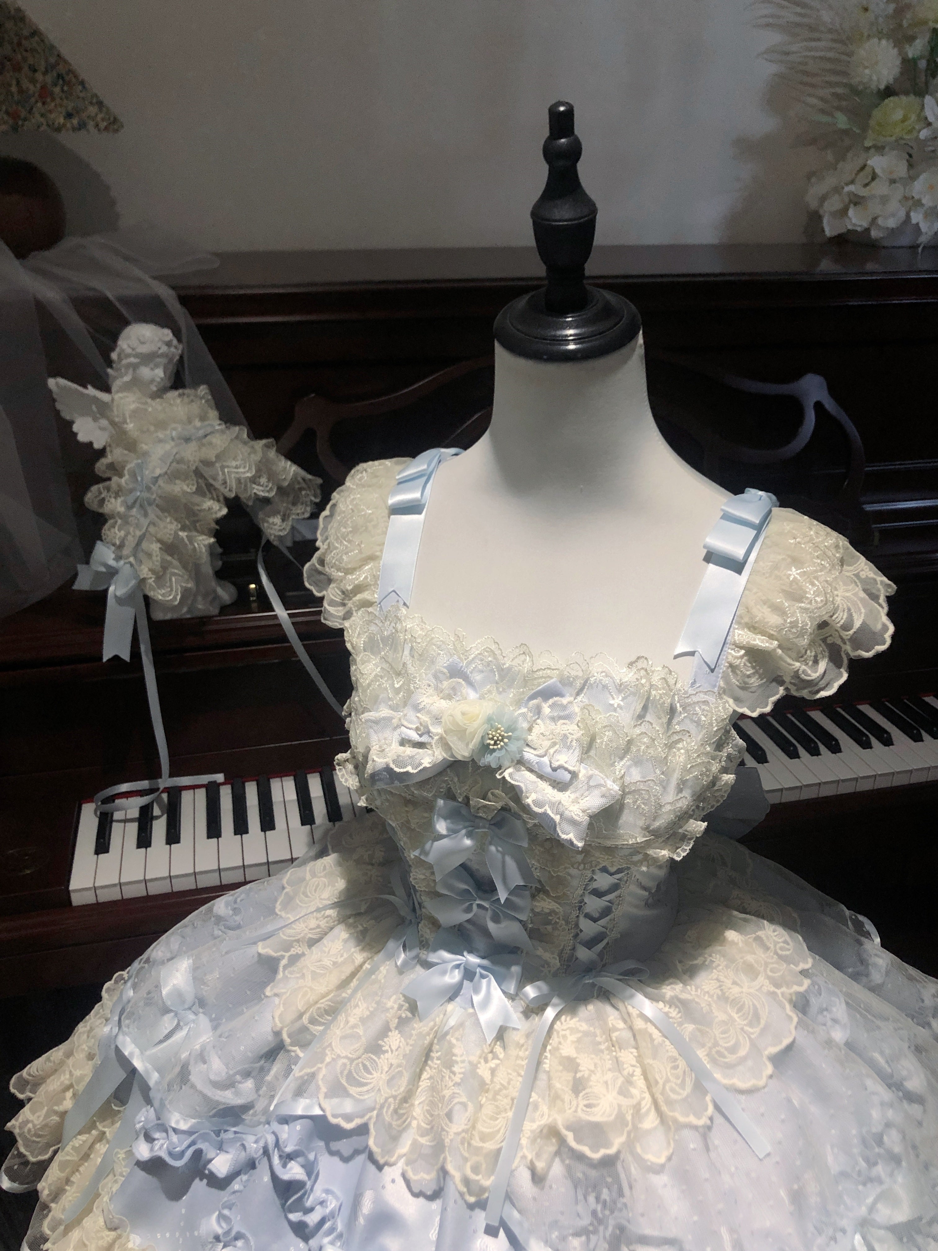 Ballet Dream Lolita JSK – Sweet Layered Cake Dress with Lace & Stretch Waist