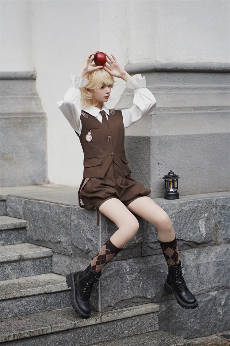 Rabbit Detective Ouji Lolita Prince Outfit– Blouse, Vest & Suspender Pants for Little Princes
