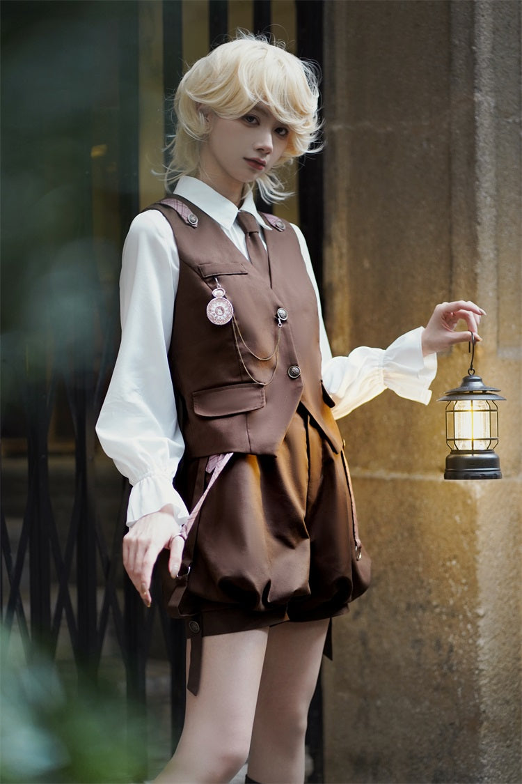Rabbit Detective Ouji Lolita Prince Outfit– Blouse, Vest & Suspender Pants for Little Princes