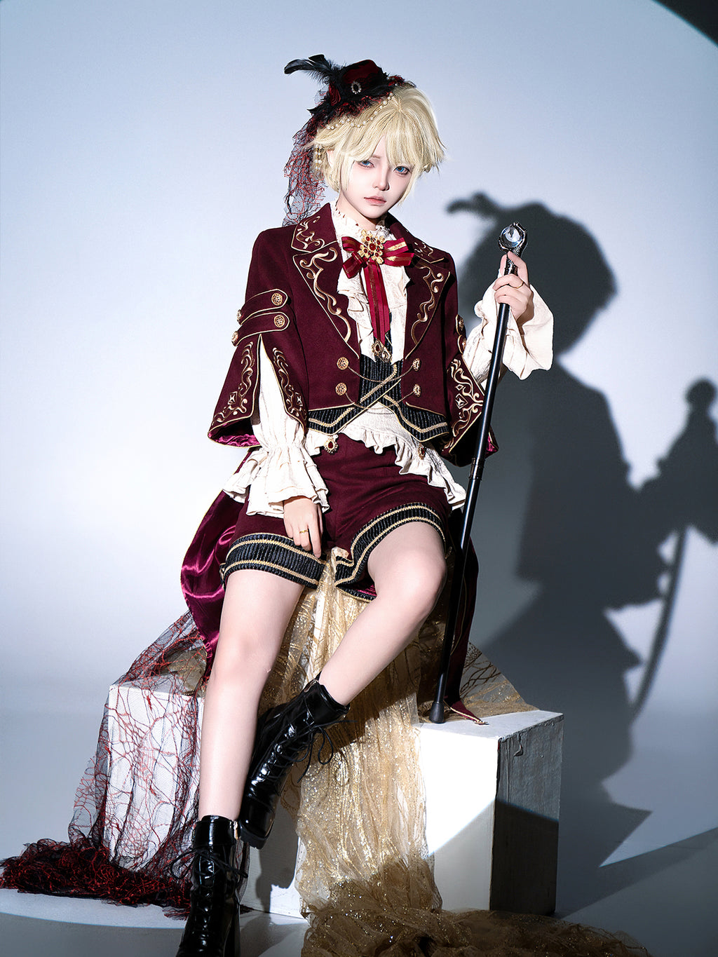 Heir Prince Ouji Lolita Set – Aristocrat Cape Jacket & Shorts Military Gothic Outfit for Autumn Winter