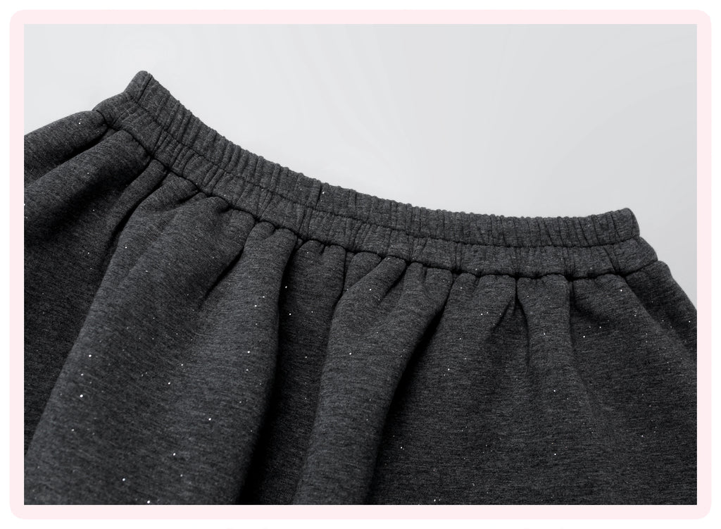 【Daily Series】Galaxy Angel Glitter Set – Gray Sparkle Hoodie + Shorts