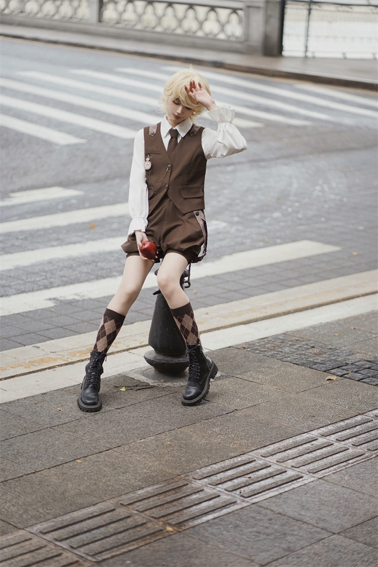 Rabbit Detective Ouji Lolita Prince Outfit– Blouse, Vest & Suspender Pants for Little Princes