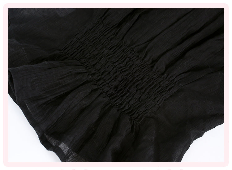 Kawaii Black Lace Ruffle Mini Dress – Sweet Gothic Lolita with Cape & Bow Accents