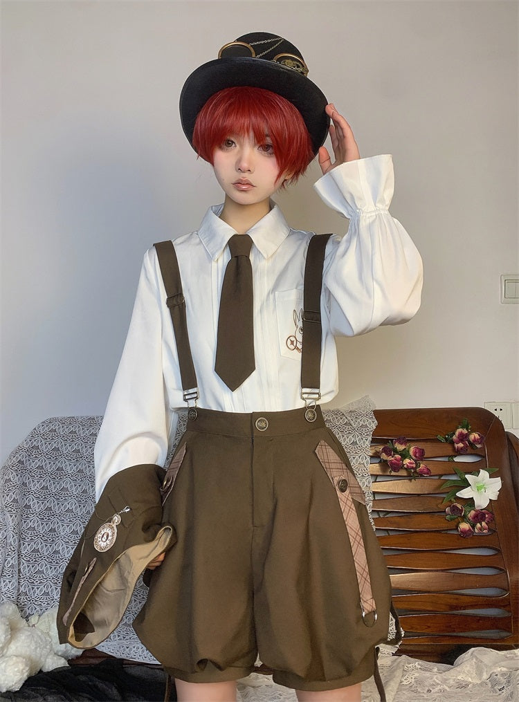 Rabbit Detective Ouji Lolita Prince Outfit– Blouse, Vest & Suspender Pants for Little Princes