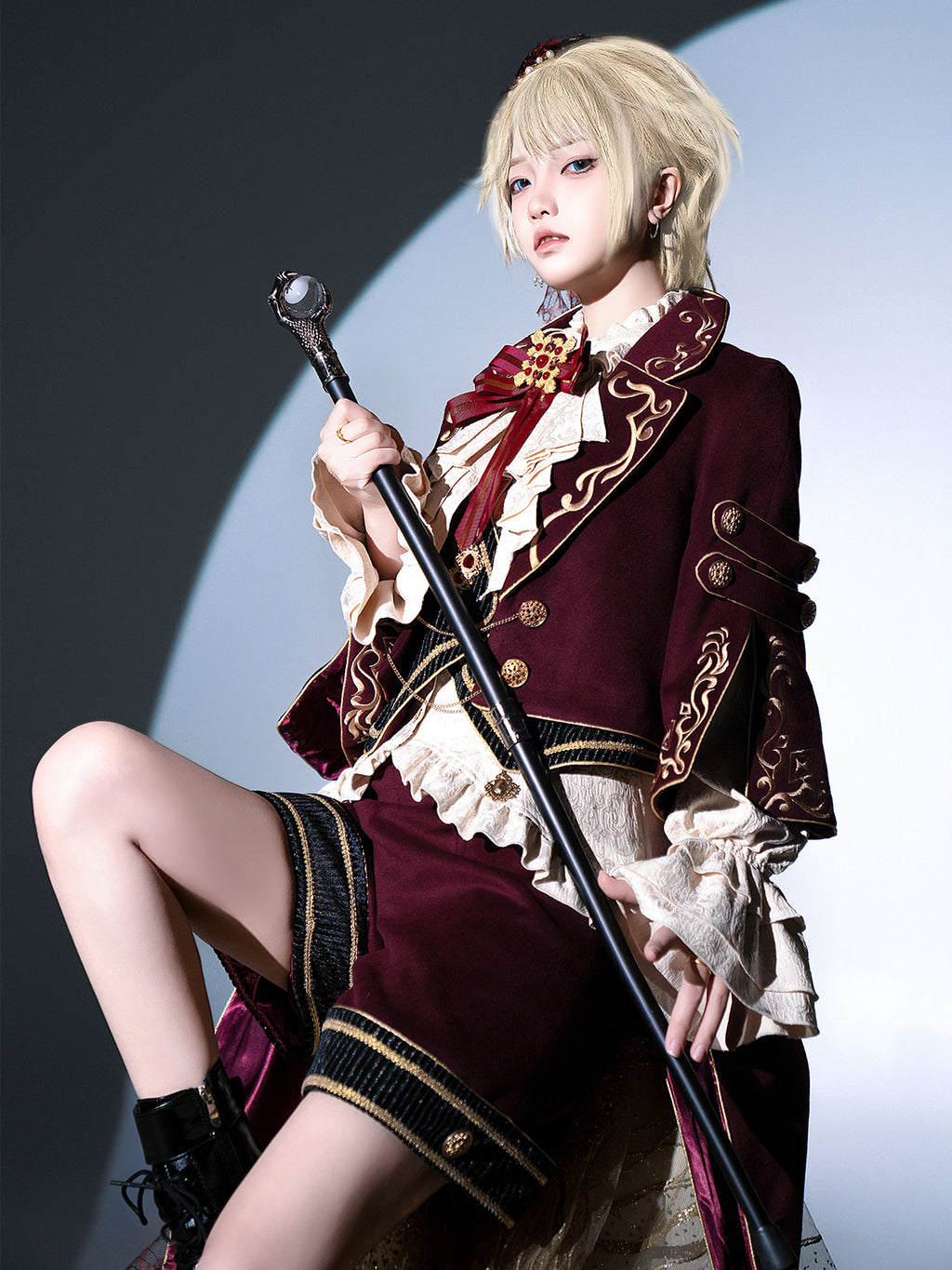 Heir Prince Ouji Lolita Set – Aristocrat Cape Jacket & Shorts Military Gothic Outfit for Autumn Winter