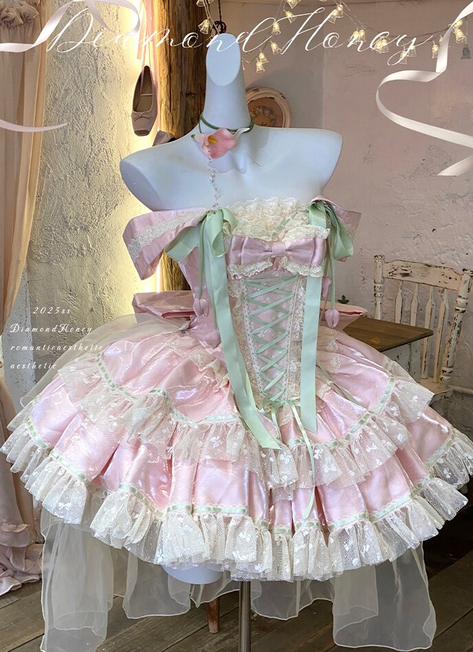 Spring Blossom Series · Romantic Off-Shoulder Fairy Dress | Tulip-Inspired Sweet Lolita Style