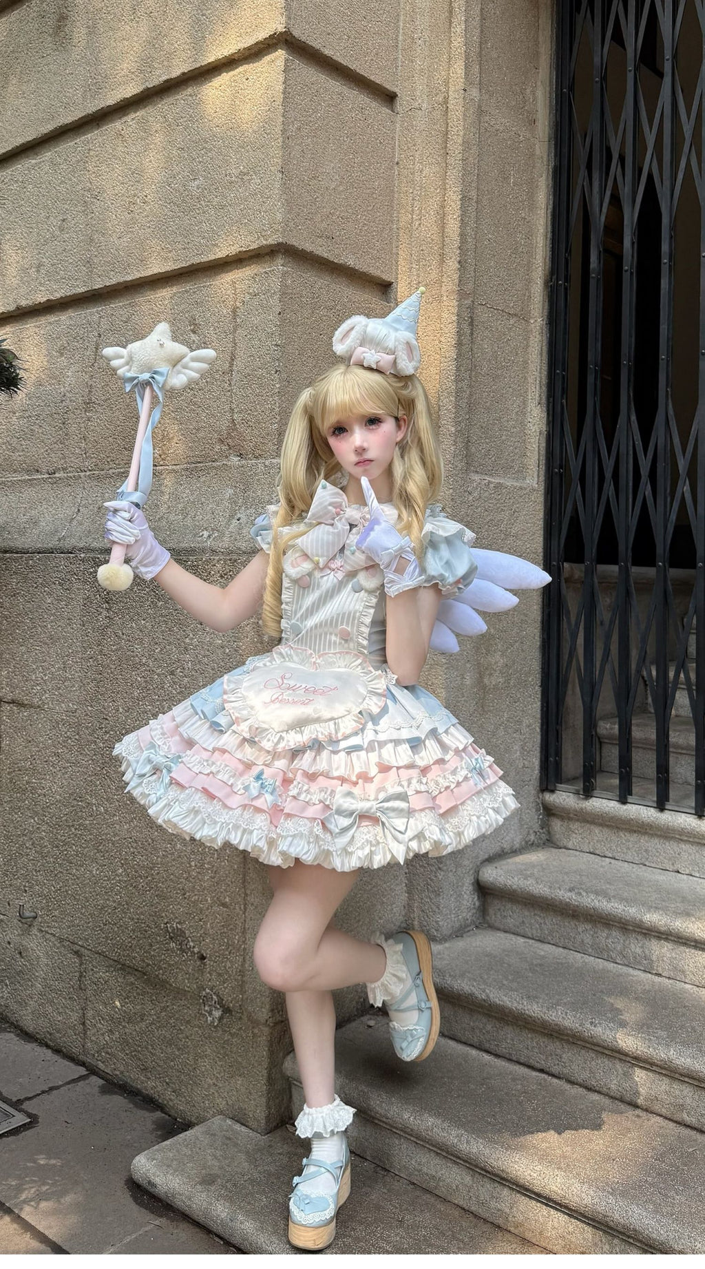 Sweet Bunny Chef Lolita Set – Soft Kawaii OP Dress with Apron