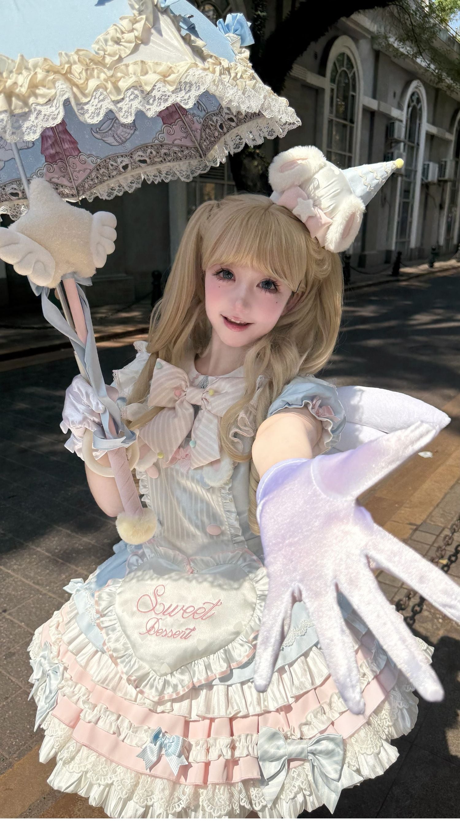 Sweet Bunny Chef Lolita Set – Soft Kawaii OP Dress with Apron