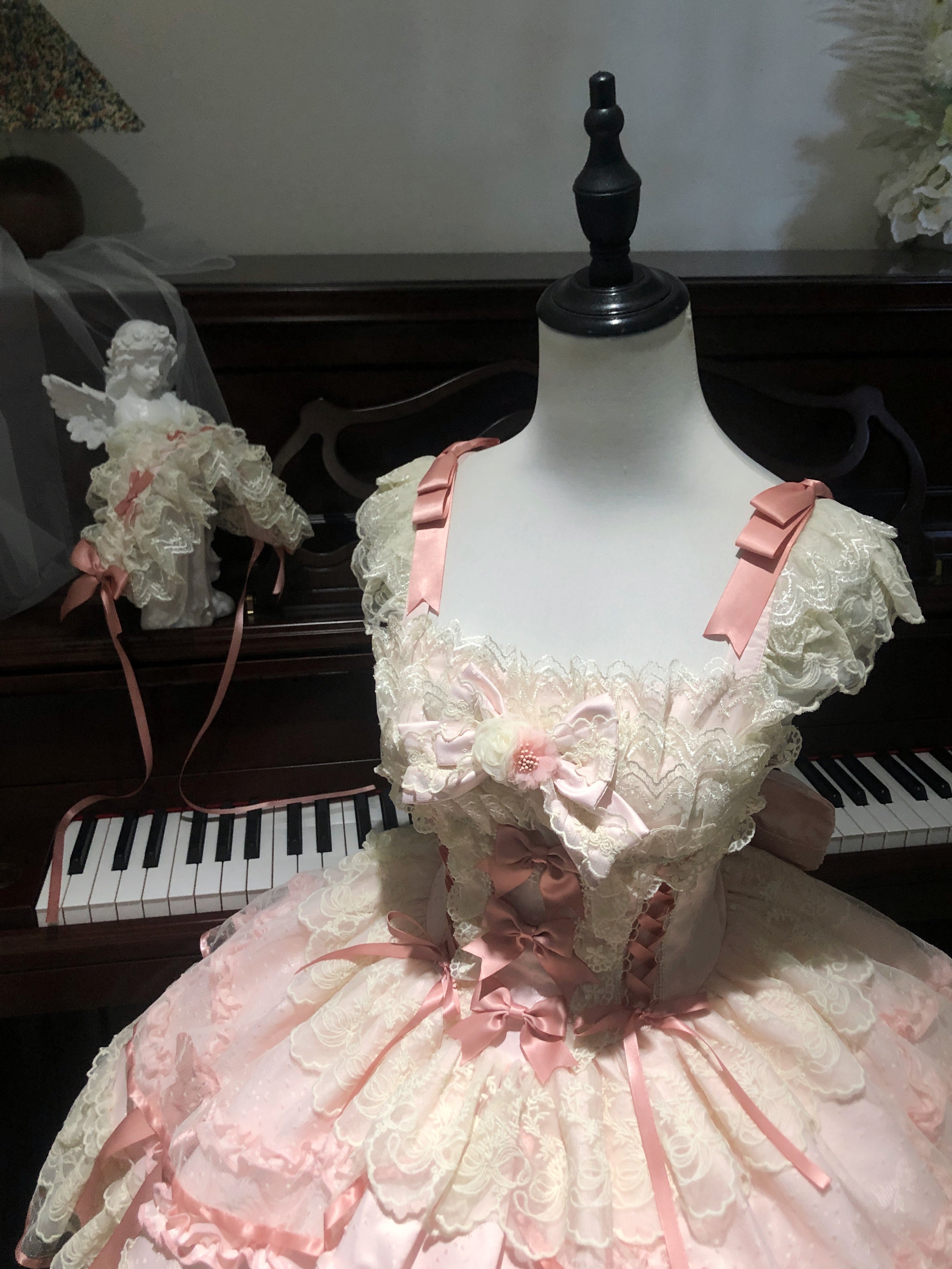 Ballet Dream Lolita JSK – Sweet Layered Cake Dress with Lace & Stretch Waist
