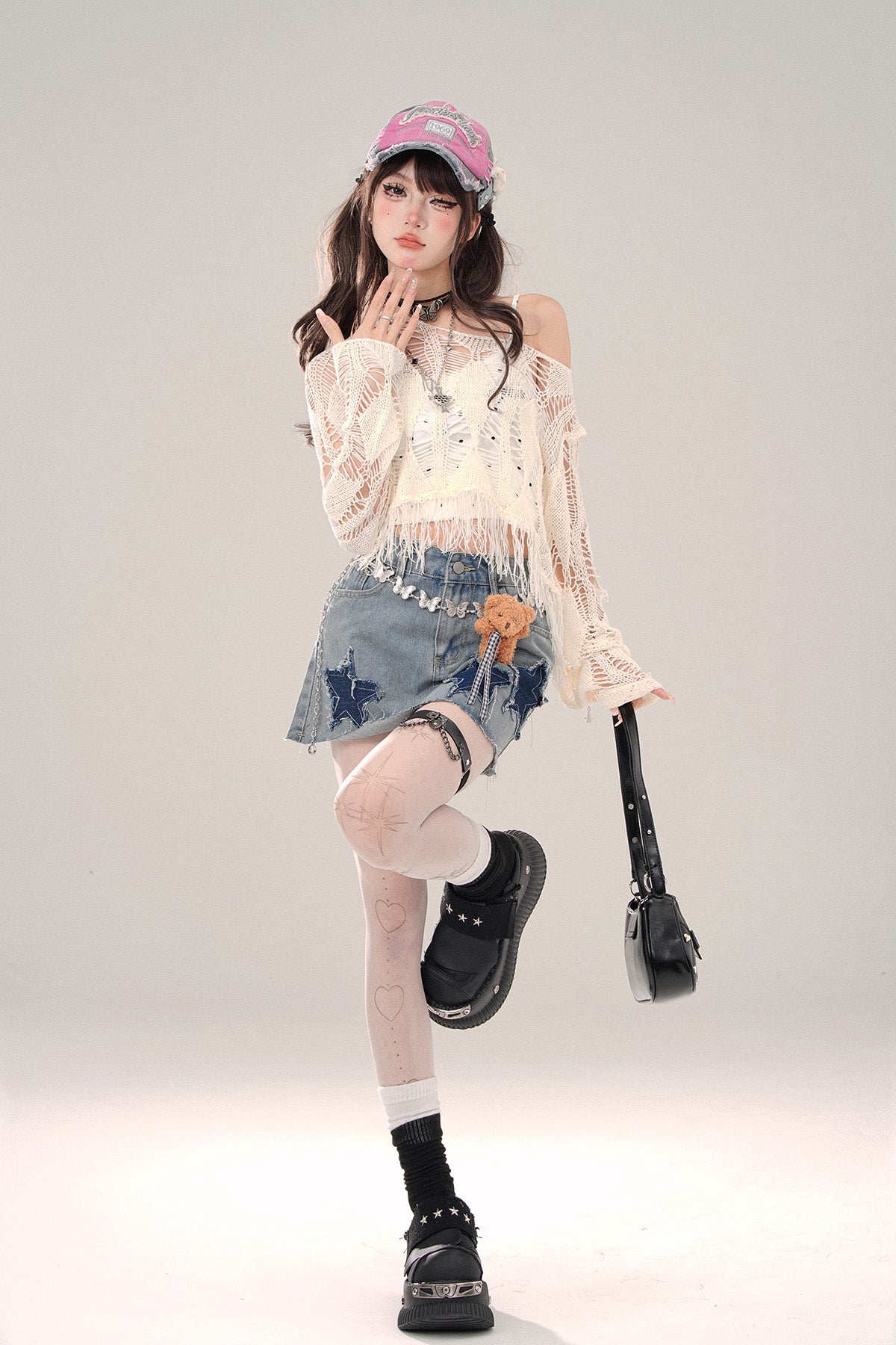 Hollow Knit Mesh Cover-Up – Colorful Crochet Long Sleeve Top