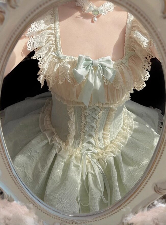Embossed Jacquard Butterfly Lolita JSK –French Ballet Style Cake dress with Bows