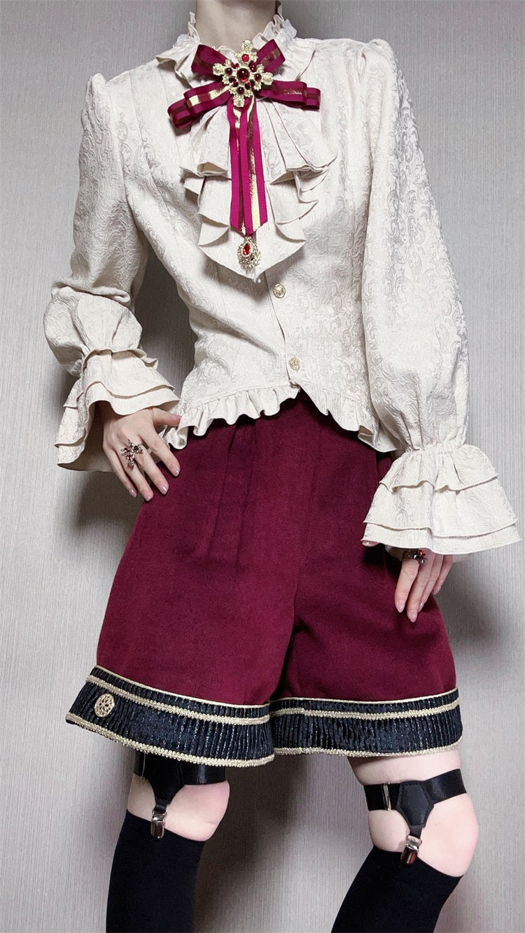 Heir Prince Ouji Lolita Set – Aristocrat Cape Jacket & Shorts Military Gothic Outfit for Autumn Winter