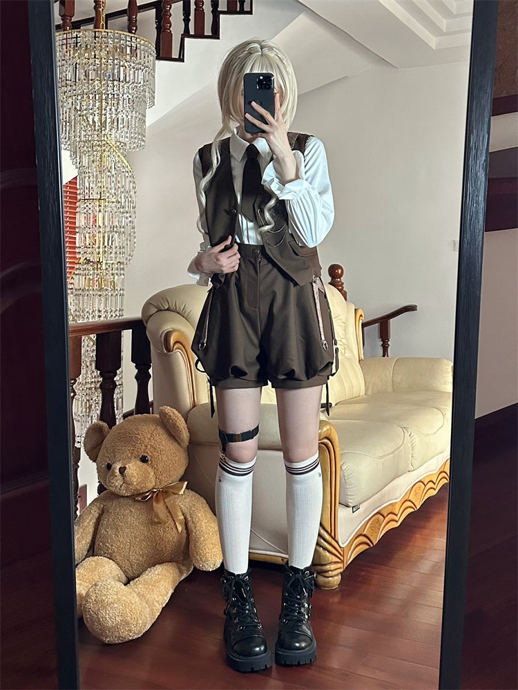 Rabbit Detective Ouji Lolita Prince Outfit– Blouse, Vest & Suspender Pants for Little Princes
