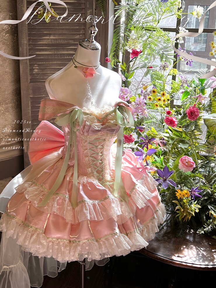 Spring Blossom Series · Romantic Off-Shoulder Fairy Dress | Tulip-Inspired Sweet Lolita Style