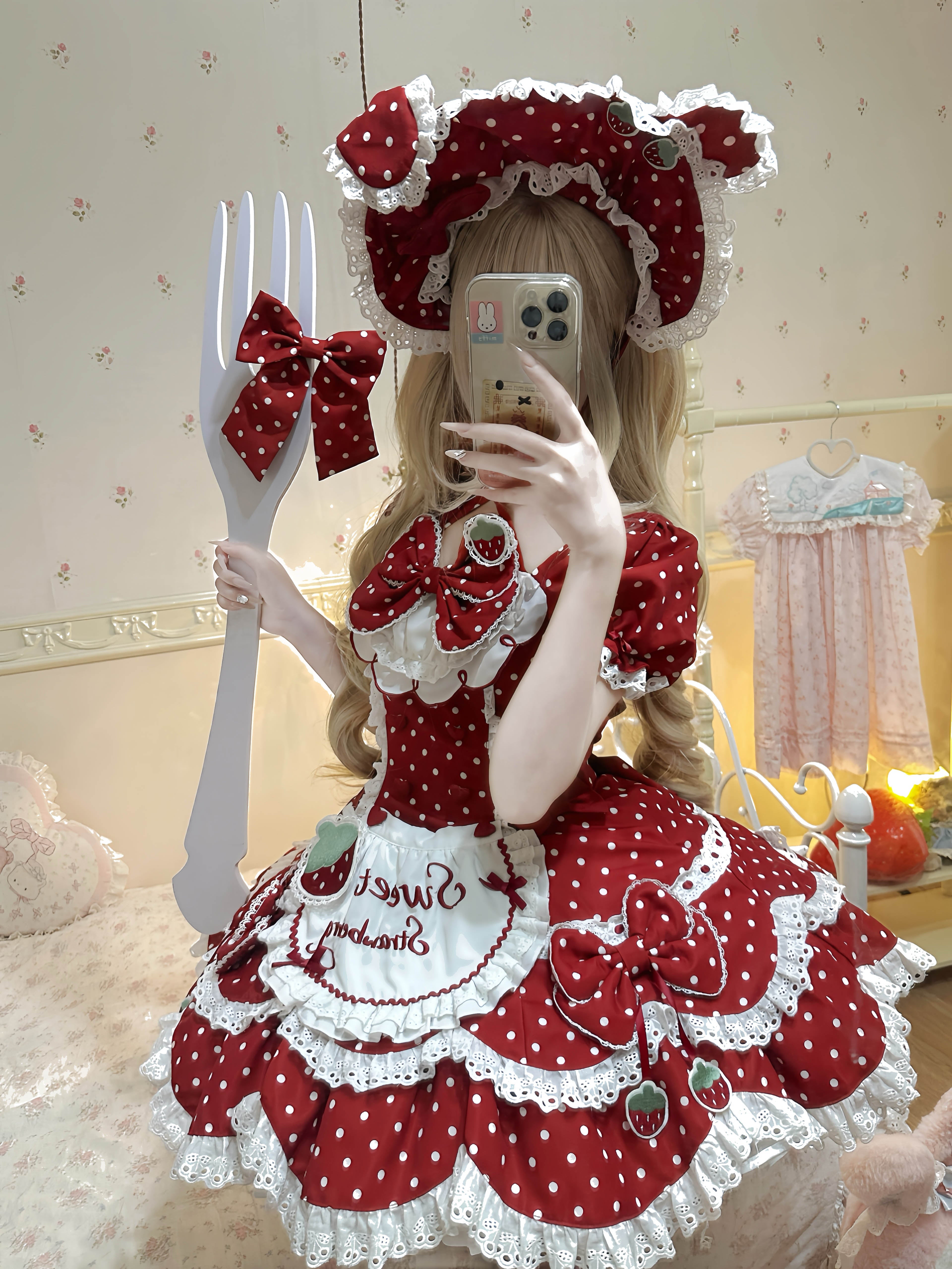 Cute Strawberry Retro Lolita Dress | Sweet Everyday Pink OP