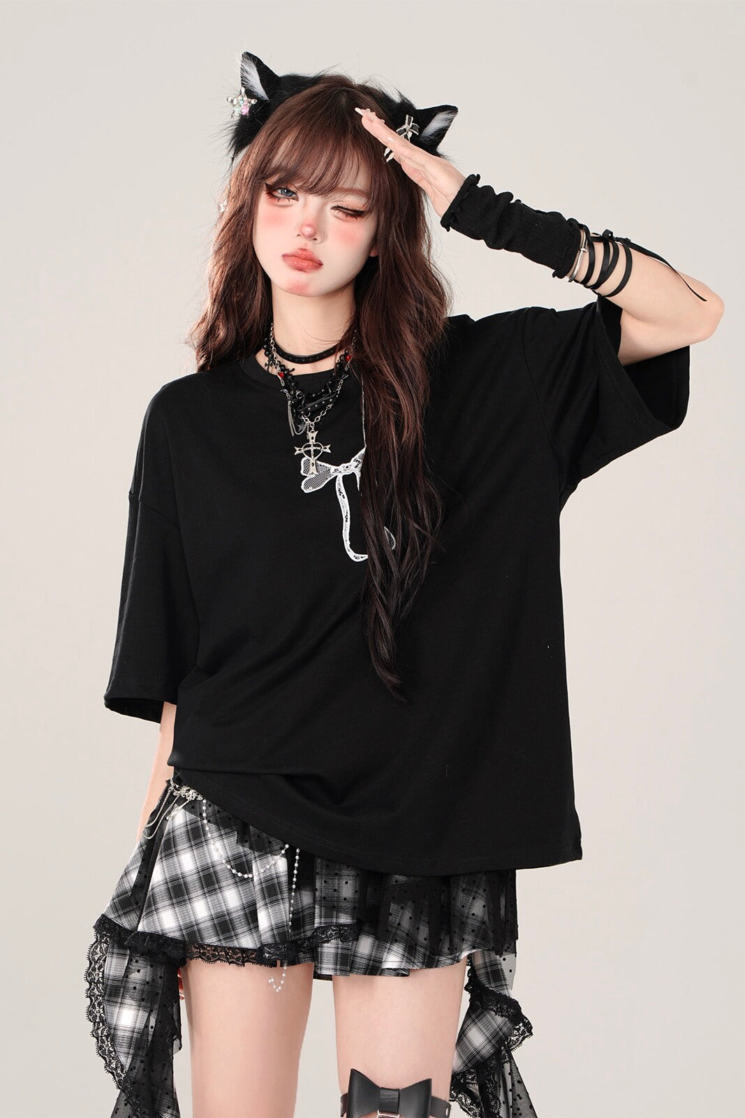 Gothic Plaid Mesh Mini Skirt – Asymmetric Kawaii Punk Ruffle Skirt