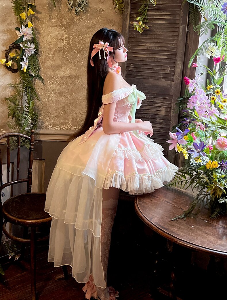 Spring Blossom Series · Romantic Off-Shoulder Fairy Dress | Tulip-Inspired Sweet Lolita Style