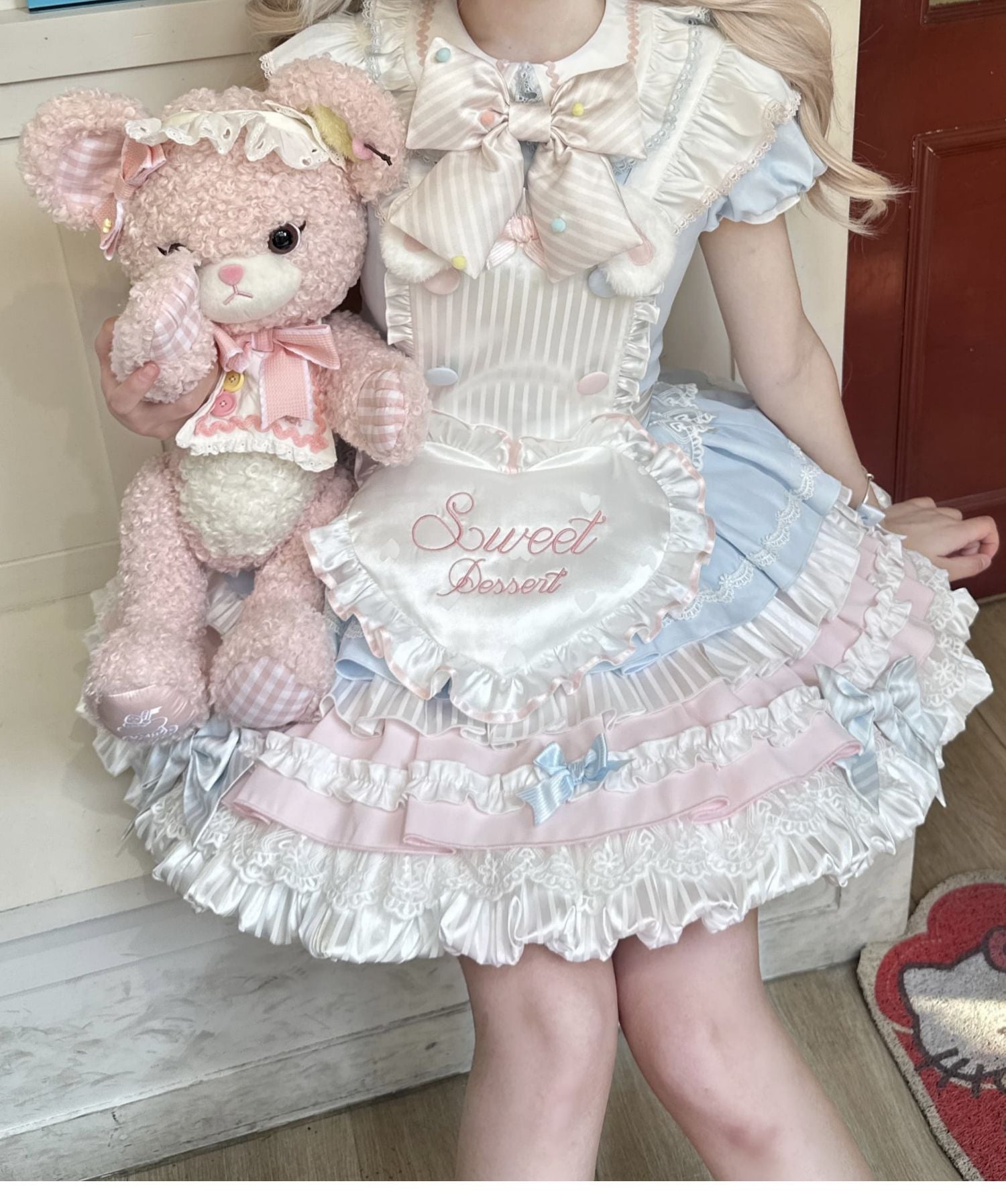 Sweet Bunny Chef Lolita Set – Soft Kawaii OP Dress with Apron