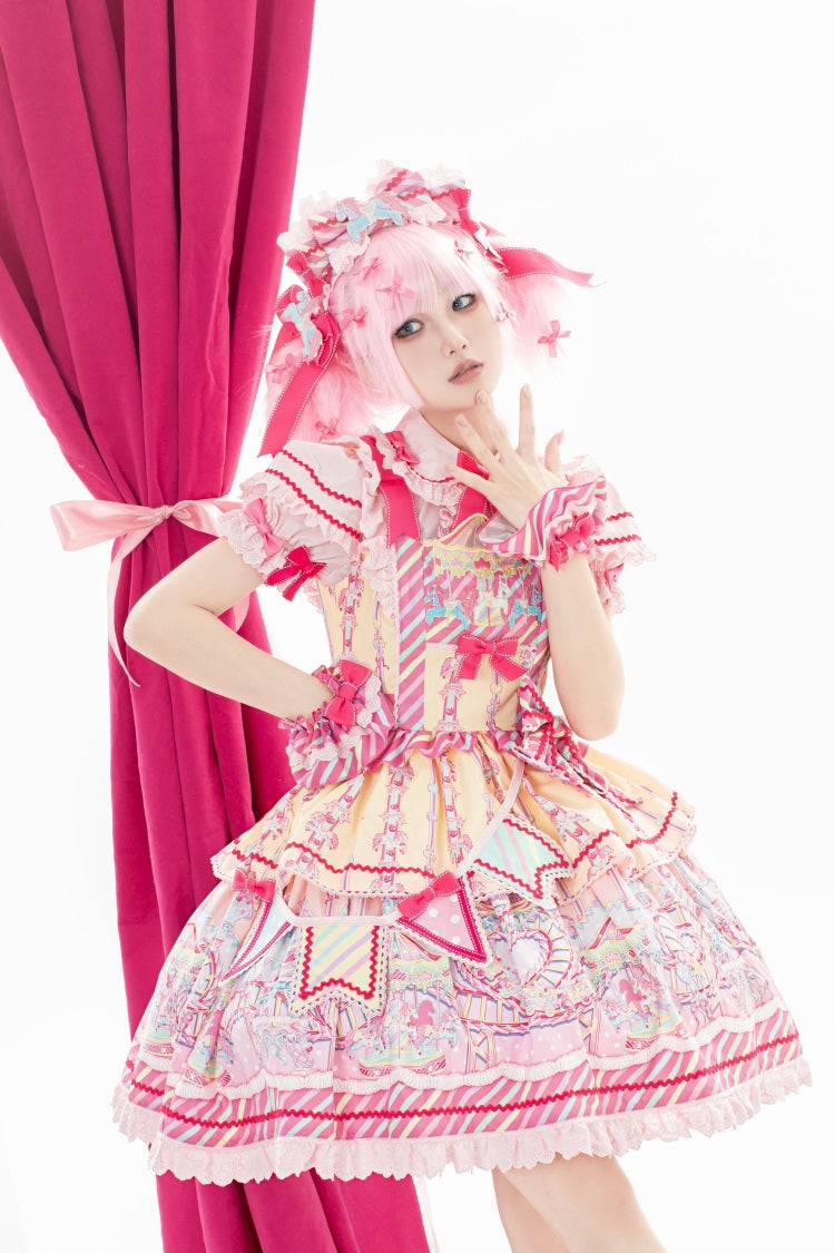 Candy Amusement Park | Sweet Lolita JSK Jumper Dress with Carousel Print