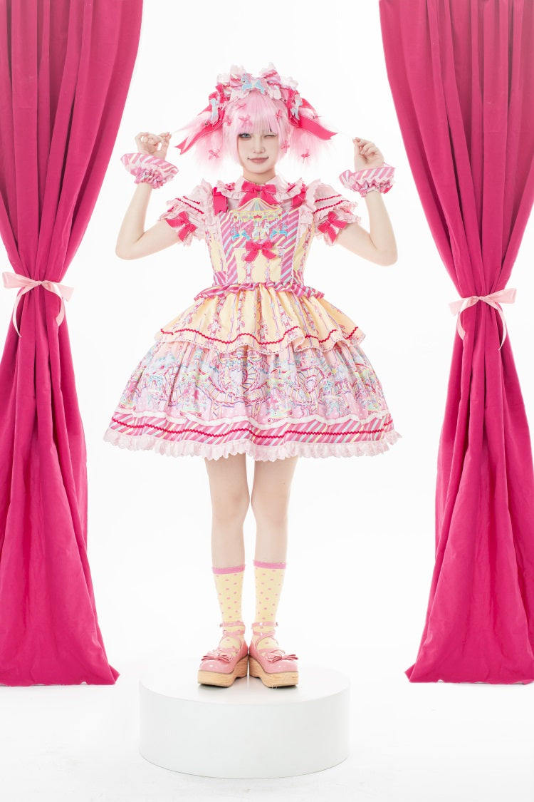 Candy Amusement Park | Sweet Lolita JSK Jumper Dress with Carousel Print