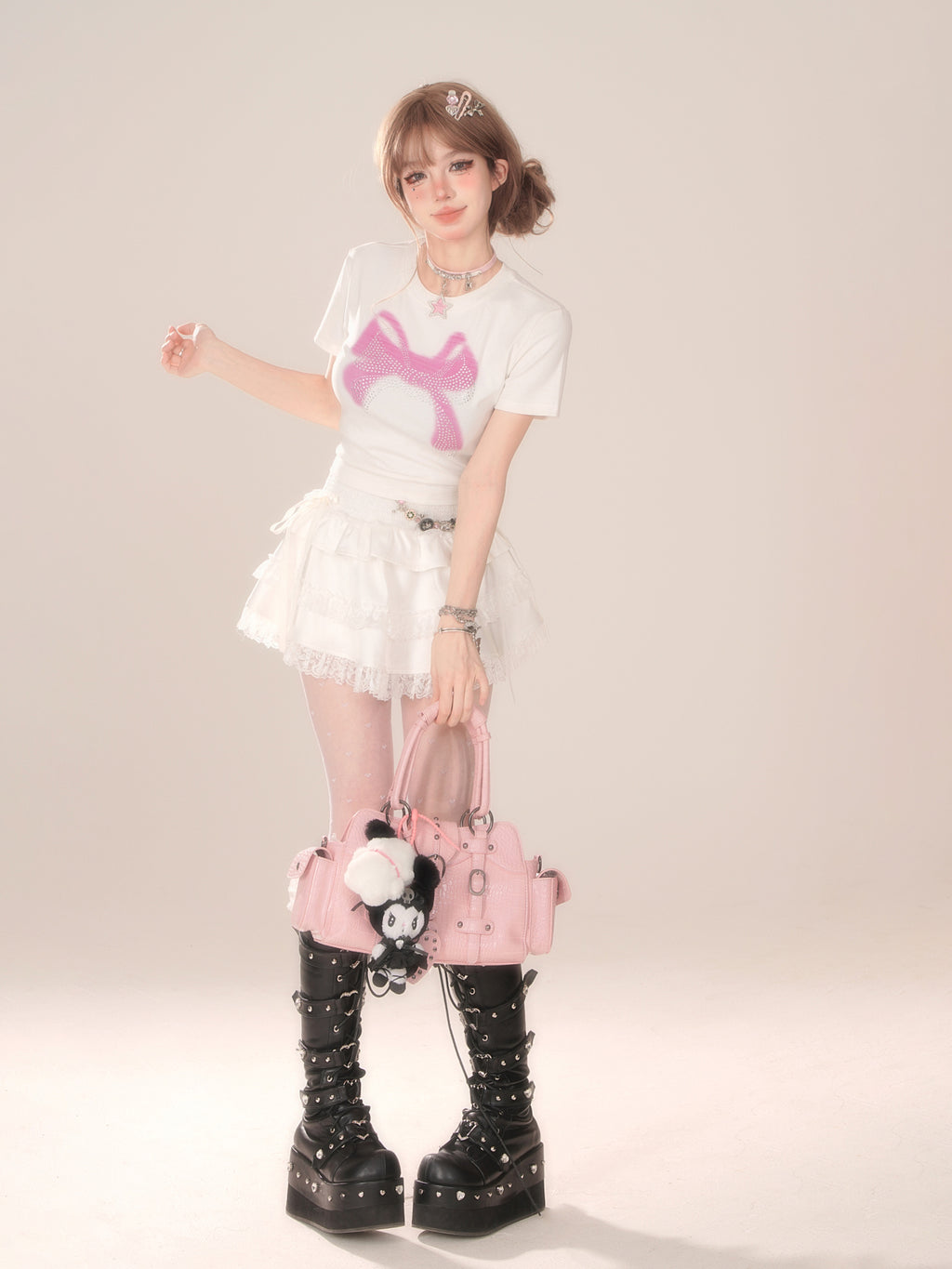 White Swan Lace Layered Mini Skirt – Kawaii Balletcore Ruffle Skirt